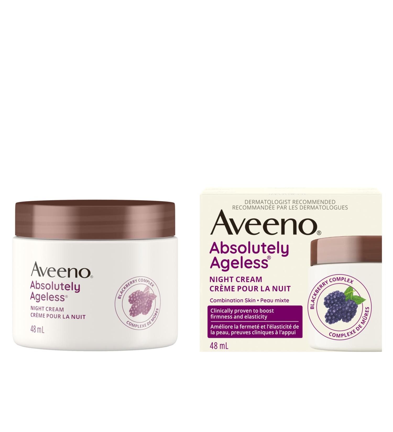 Aveeno Night Cream Absolutely Ageless Restorative Face Moisturizer for Wrinkles and Fine Lines Pack of 2 (2x48ml) Packaging May Vary - Buy Online on GoSupps.com
