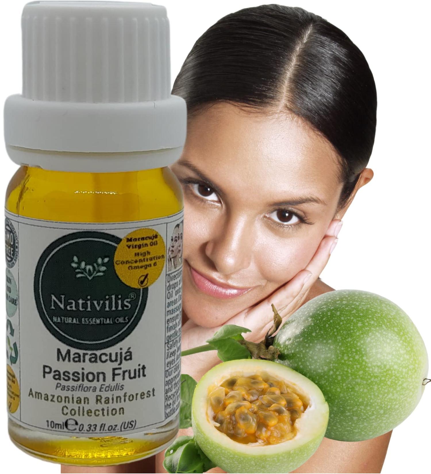 Nativilis Virgin Maracuja Passion Fruit Oil - (Passiflora Edulis) - Amazonian Rainforest Collection High Concentration Omega 6 - Sebum Regulating Properties Soothing on Skin Scalp - Copaiba Benefits - Buy Online on GoSupps.com