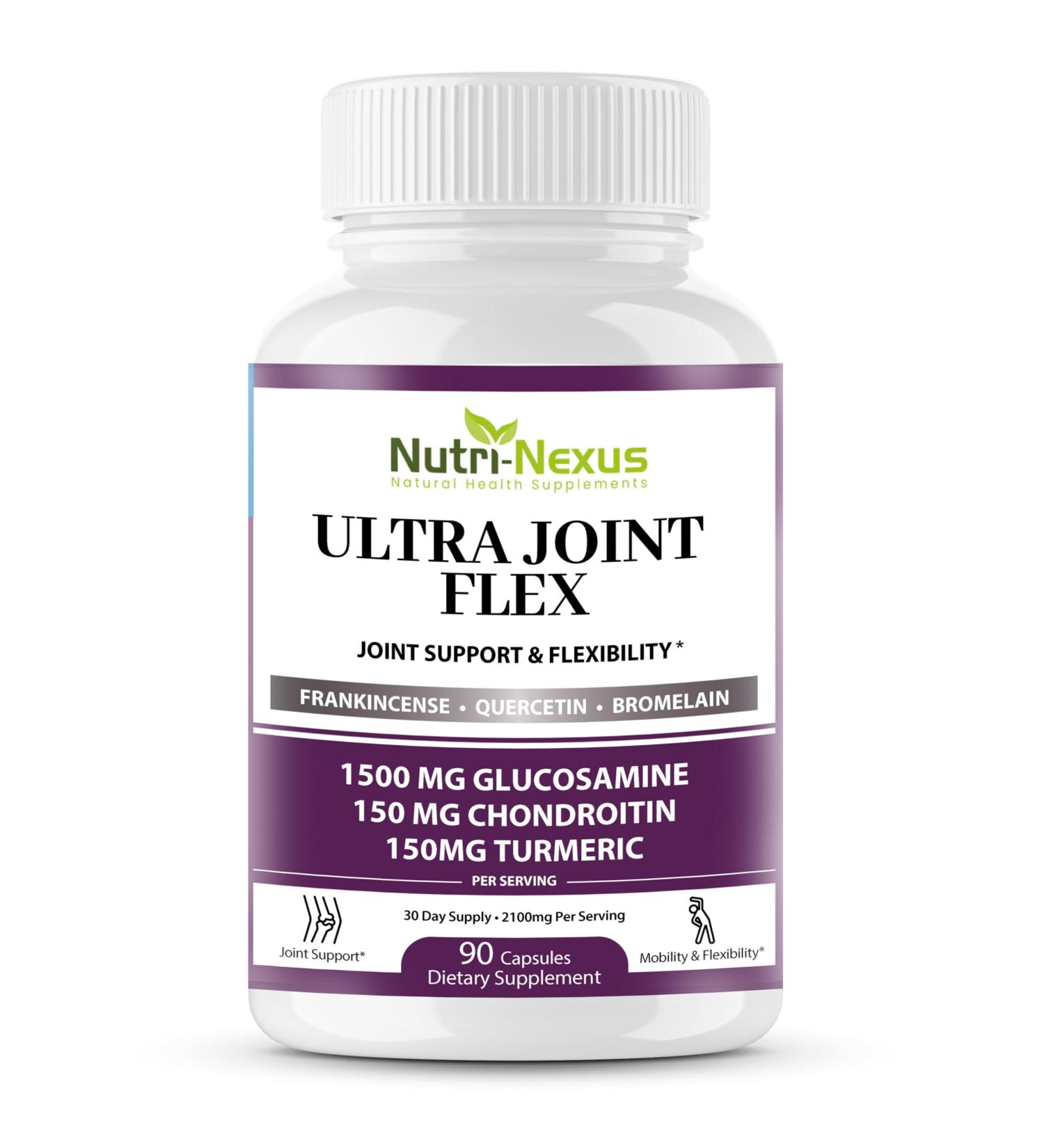 NUTRI-NEXUS Joint Support Supplement with Glucosamine Chondroitin MSM Turmeric Boswellia - for Men and Women - Promotes Mobility Flexibility and Comfort - Made in USA - 90 Capsules - Buy Online on GoSupps.com