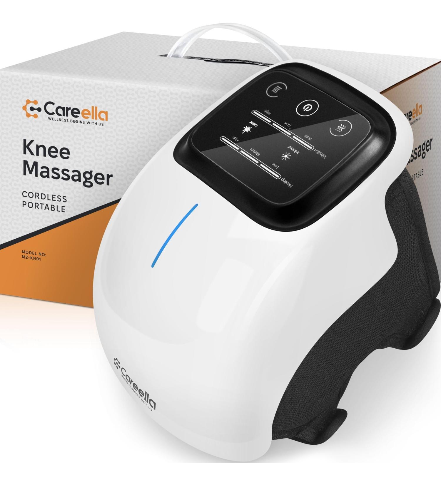 Careella Wireless Knee Massager | Heated Knee Pain Relief & Vibration Therapy | Portable Knee Heating Pad with Red Light for Easy Use - Buy Online on GoSupps.com