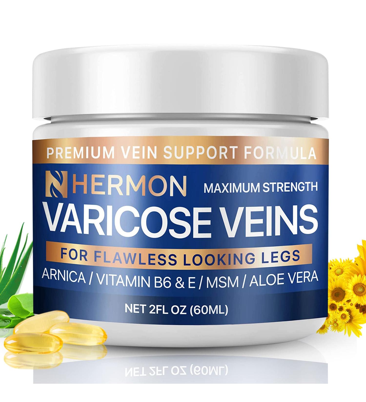 Hermon Varicose Veins Cream - Natural Treatment for Pain Relief and Soothing Leg Varicose & Spider Veins - 2 Oz - Buy Online on GoSupps.com