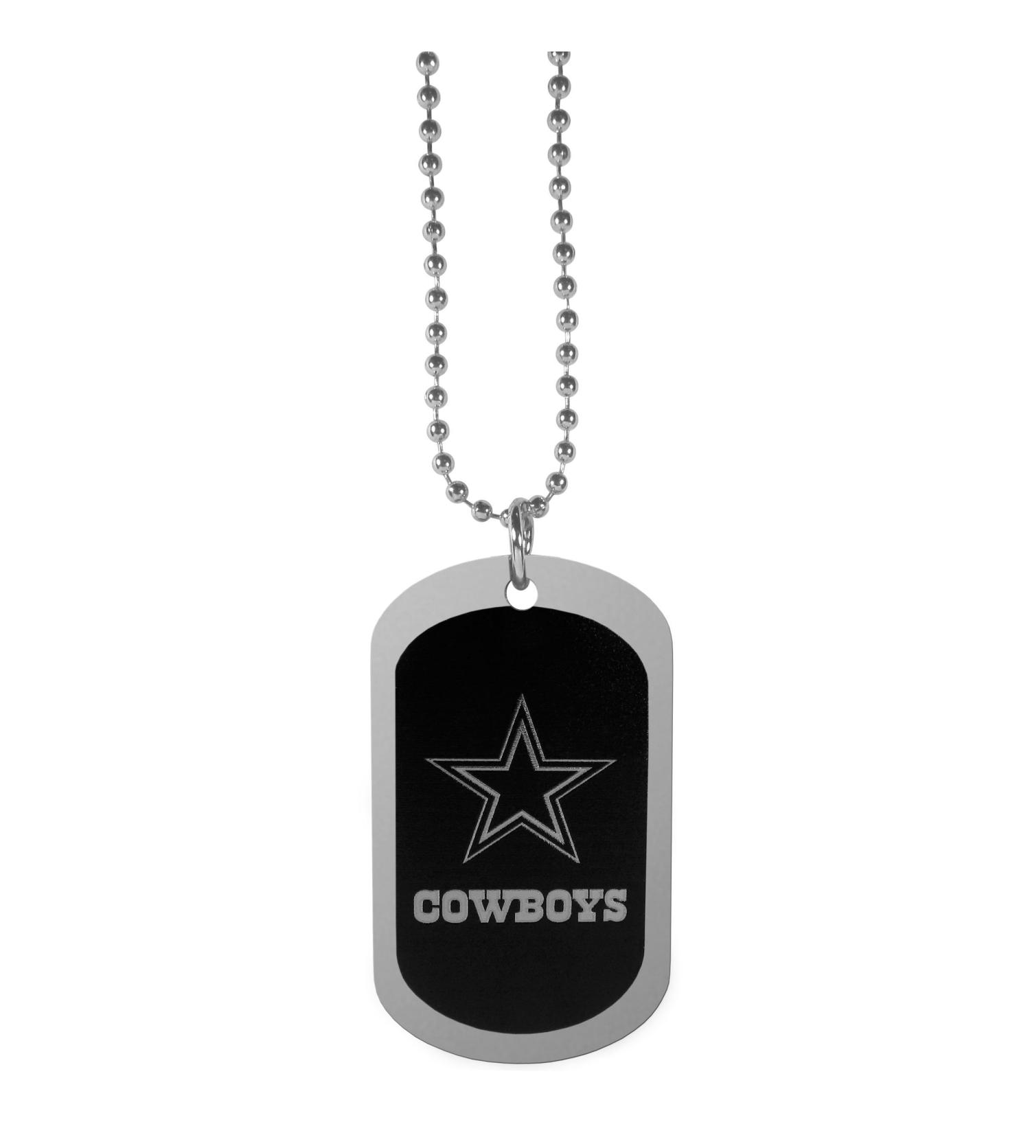 Siskiyou Sports NFL Fan Shop Kansas City Chiefs Chrome Tag Necklace 26 inch Black Dallas Cowboys 26 inch Black