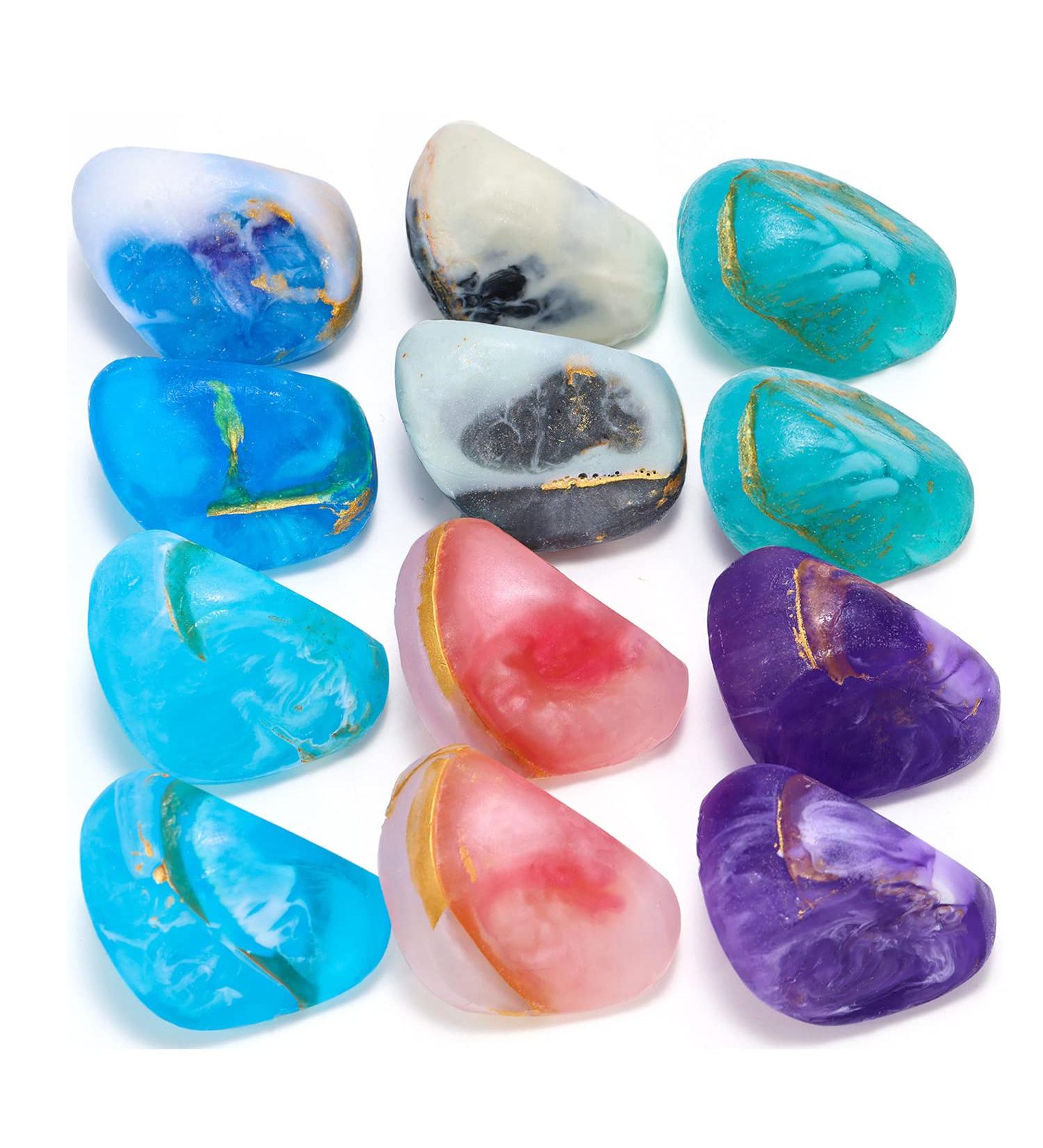 BODY & EARTH 12-Piece Natural Organic Soap Bars Gift Set for Men & Women - Rock Shaped with Essential Oil - Moisturizing and Skin Repair - Holiday Soap Gift for Christmas - Buy Online on GoSupps.com