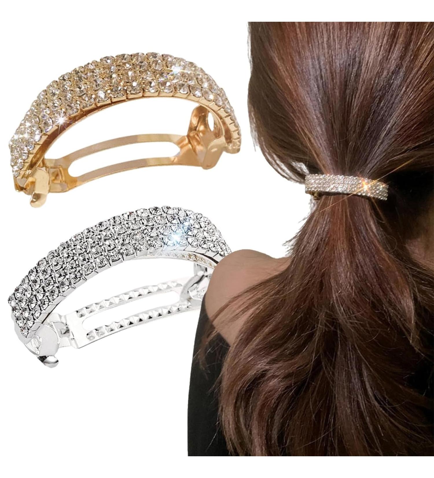 JYTDBCS Crystal Hair Clips Barrettes Slides Grips for women Hair Accessories Crystal Hairpins Everyday Wear Prom Party Ponytail Holder Women Girl Birthday Gift (Silver+Gold) - Buy Online on GoSupps.com