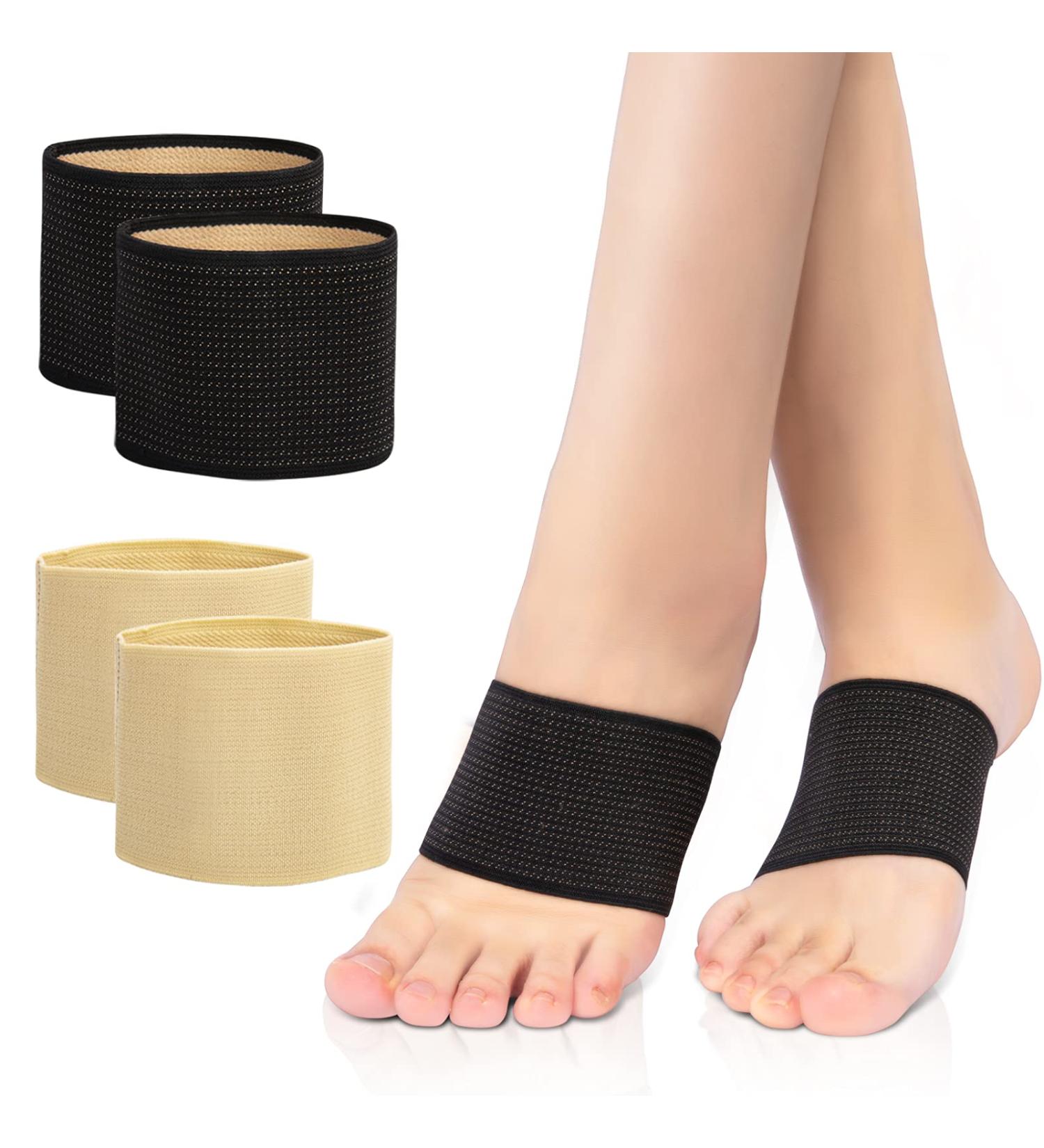 Arch support Sleeves Plantar Fasciitis Brace Compression Bands (2 Pairs) For Fallen Arches Flat Feet Bone Spurs High Arches Flat Arches Foot Pain Relief Copper Infused Wrap Straps For Women Men Medium Size - Buy Online on GoSupps.com