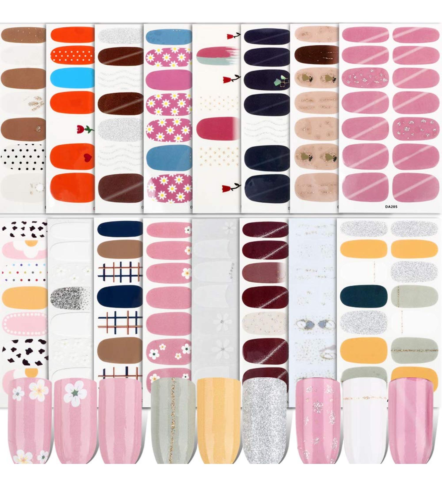 Glitter Purple Silver Floral Nail Stickers - 16 Sheets, Self-Adhesive Wraps for Women and Girls - Buy Online on GoSupps.com