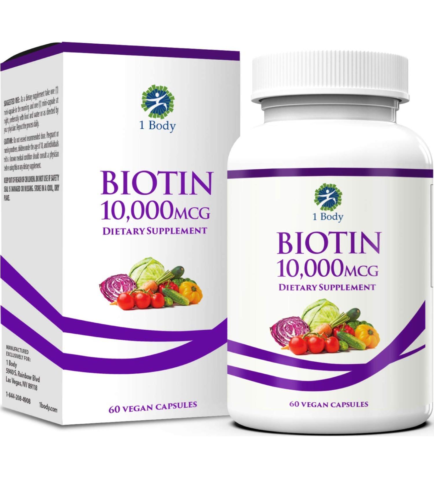 Biotin 10000mcg Supplement for Hair, Skin, and Nails - 60 Day Supply for Men and Women - Buy Online on GoSupps.com