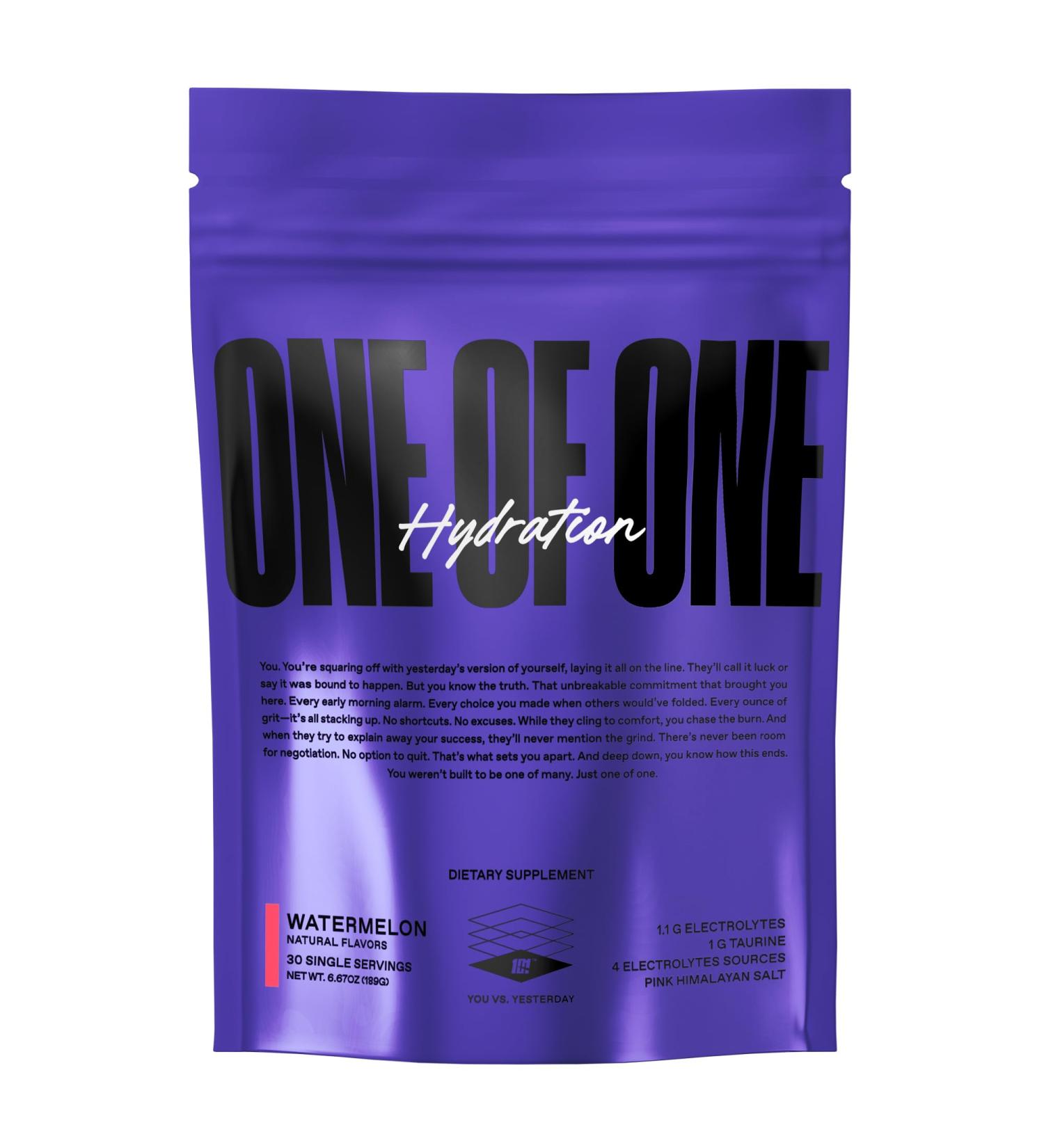 ONE of ONE Hydration Electrolyte Powder Fast-Acting Hydration with Science-Backed Electrolytes, Essential Minerals & Vitamins Zero Sugar, Vegan, Gluten-Free Watermelon Flavor, 30 Servings - Buy Online on GoSupps.com