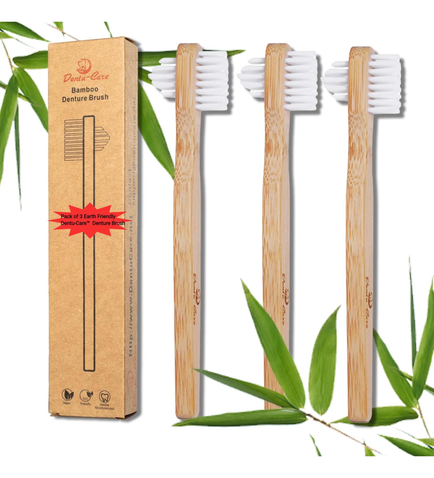 Denture Cleaner Brush - Eco-Friendly Bamboo Toothbrush for Safe Cleaning of Full & Partial Dentures - Buy Online on GoSupps.com