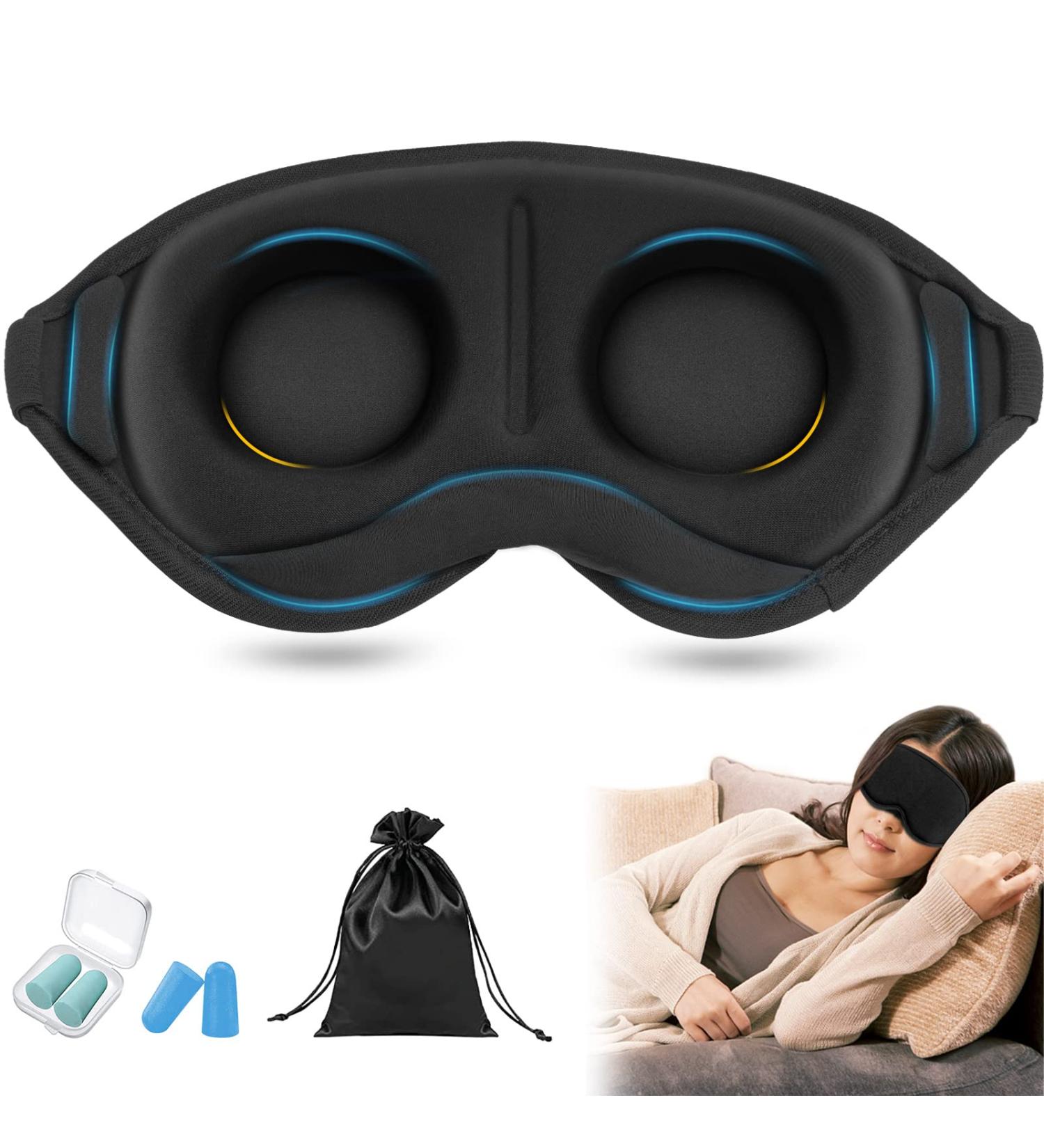 iDOMi Weighted Eye Mask for Men and Women - Soft Black Sleep Mask for Side Sleepers and Travel - Blindfold Eye Pillow for Deep Sleep - Buy Online on GoSupps.com
