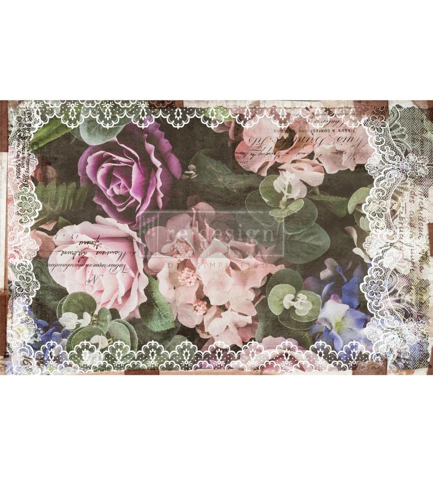 Prima Re-Design Decoupage Decor Tissue Paper 19"x30"-Dark Lace Floral-Redtp-50179 Redesign Dcor Saint Patrick'S Day,Easter Day,Decorations,Saint Patrick'S Day Gift St Patricks Day Decorations