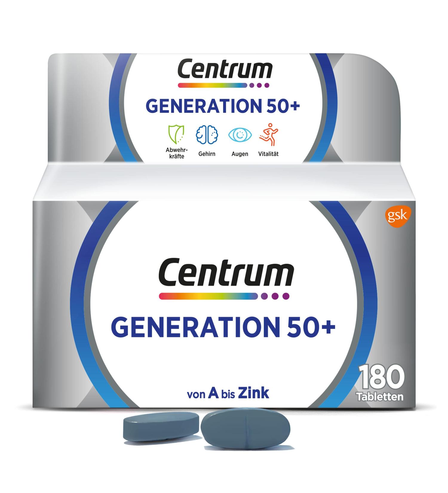 Centrum Generation 50+ | High-Quality Nutritional Supplements for Best Agers | 180 St. Daily Complete Care with Essential Micronutrients - Buy Online on GoSupps.com