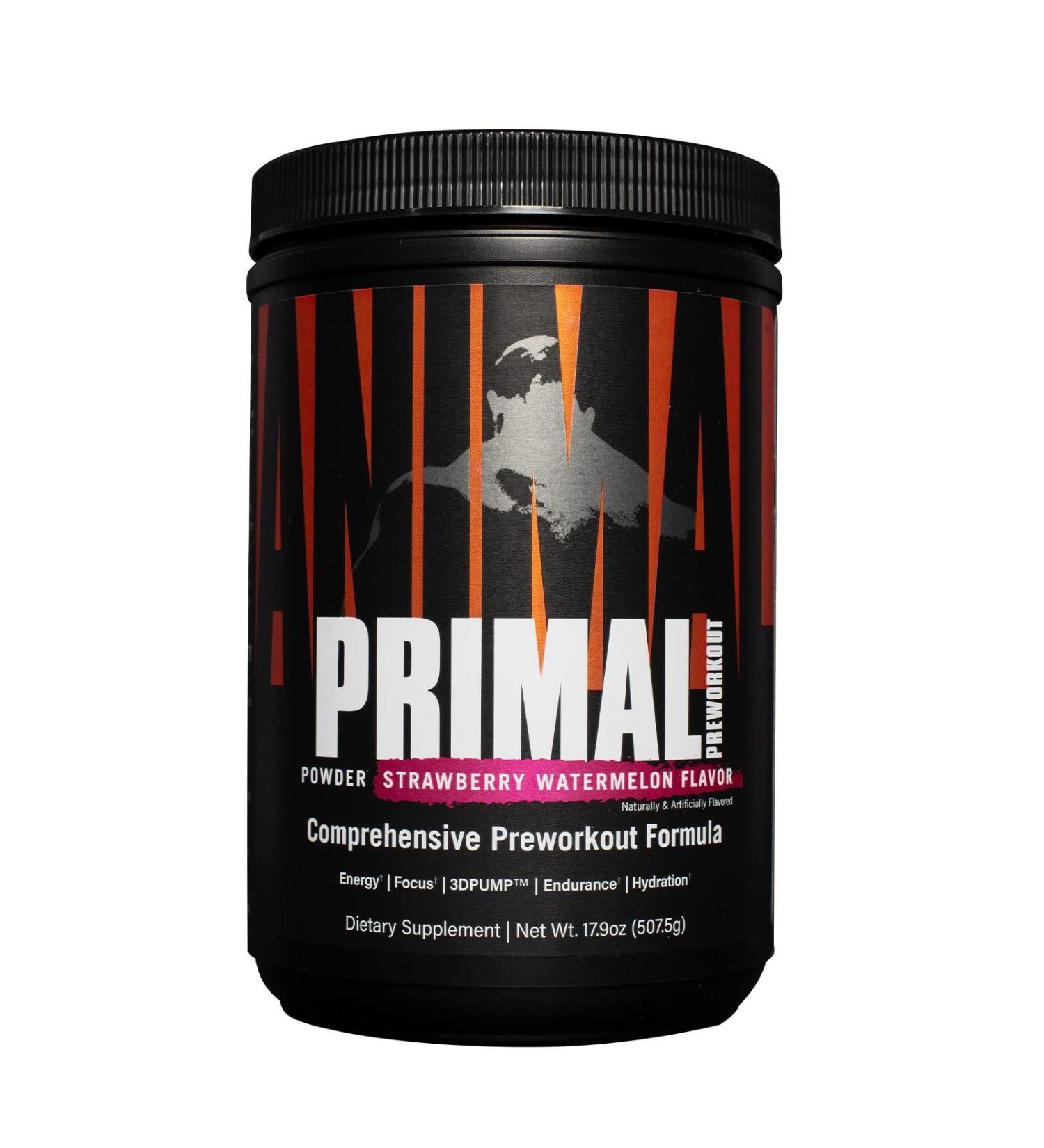 Animal Primal Muscle Hydration + Preworkout Powder - Beta Alanine, 3DPump, Caffeine & Electrolytes - Improves Energy, Focus & Endurance - Strawberry Watermelon Flavor - 17.9 oz - Buy Online on GoSupps.com