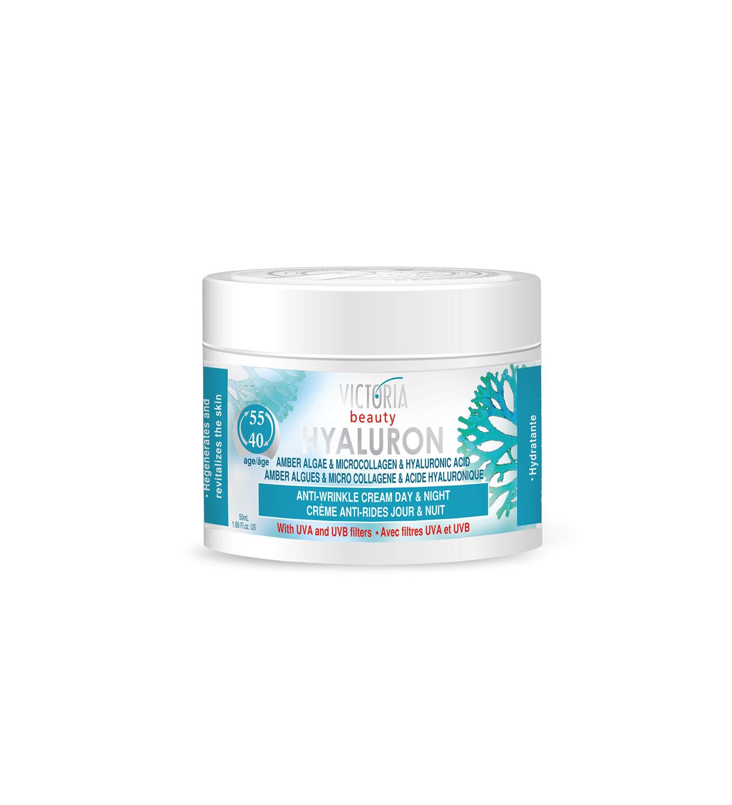 Hyaluron & Amber Algae Anti-Aging Cream - Day & Night for 40+ | Micro-Collagen & Hyaluronic Acid - 50ml - Buy Online on GoSupps.com
