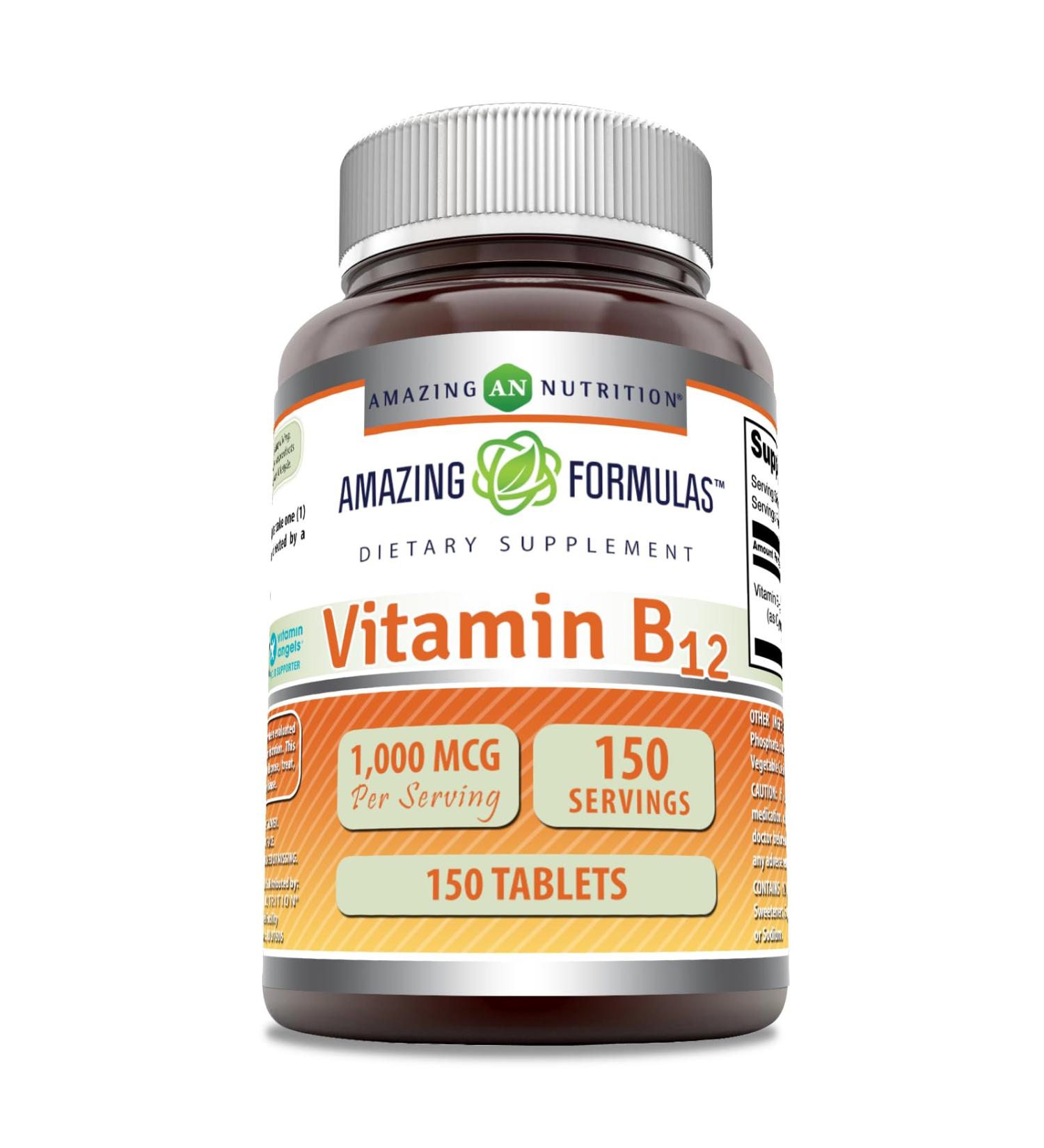 Amazing Formulas Vitamin B12 Supplement | 1000 Mcg per Serving | Tablets | Non-GMO | Gluten-Free | Made in USA (1 Pack 150 Count) 150 Count 1 Count (Pack of 1) - Buy Online on GoSupps.com