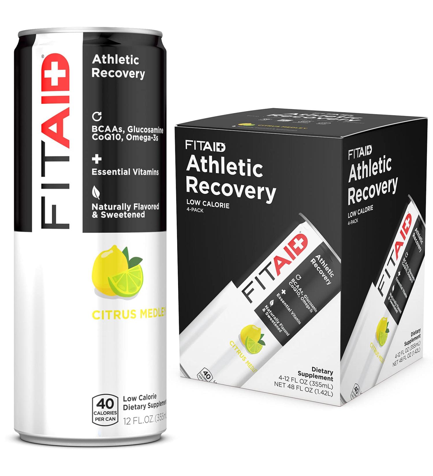 FITAID Recovery Blend - BCAAs, Glucosamine, Omega-3s, Electrolytes, Vegan, Gluten-Free (Pack of 4) - Buy Online on GoSupps.com