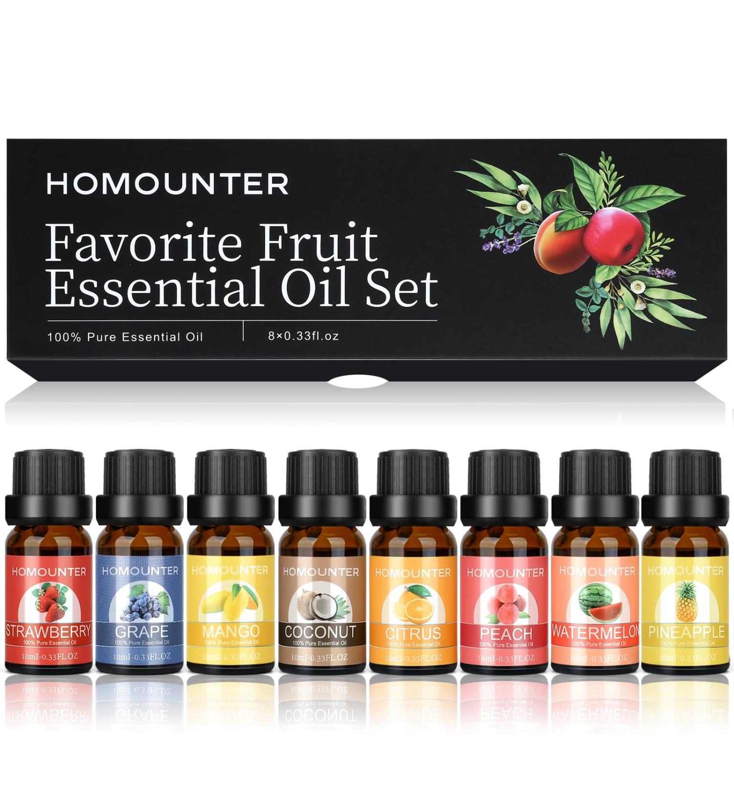 Fruit Essential Oil Set for Diffusers - Natural Fruity Fragrance Oils for Candle & Soap Making - 8 Pack (Grape Citrus & More) - Aromatherapy Oils for Home & Summer - Buy Online on GoSupps.com