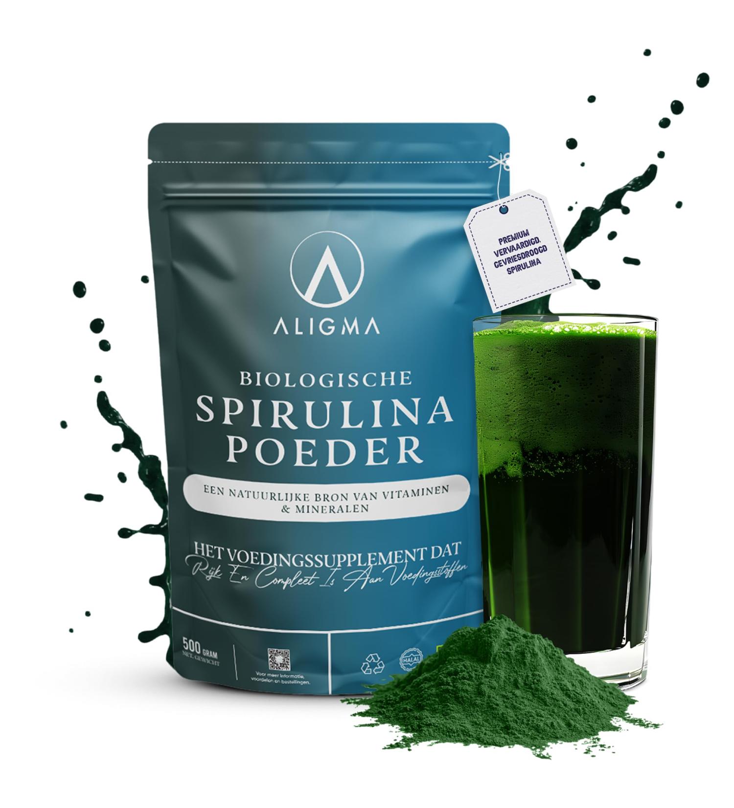 Aligma Organic Spirulina Powder 500 Grams Super Green Powder Packed with Nutrients and Vitamins Resealable Packaging 500 GRM 5000 - Buy Online on GoSupps.com
