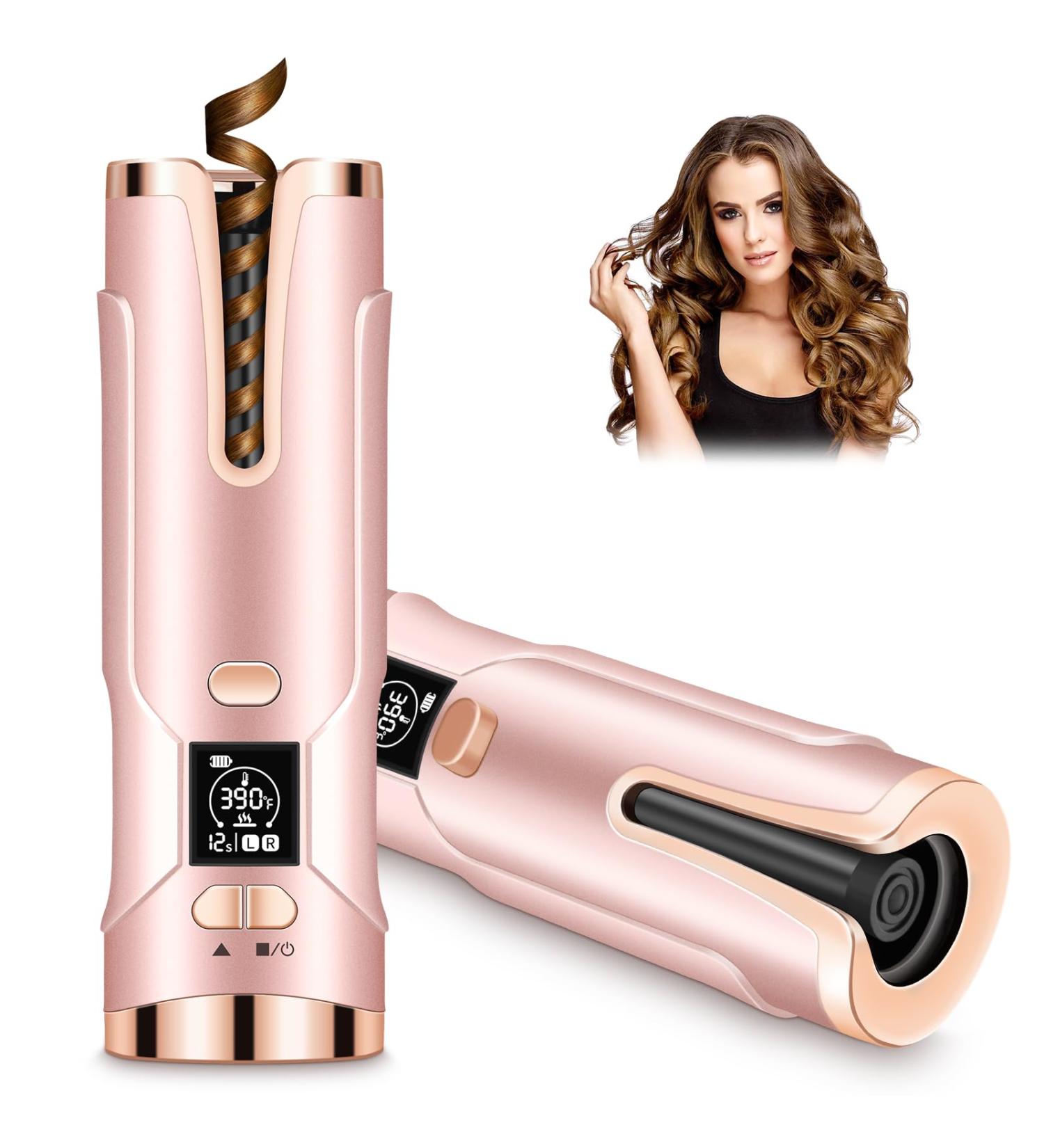 Upgraded Cordless Automatic Curling Iron - Portable Hair Curler with 6 Temperatures & Timers 5000mAh Rechargeable Battery - Buy Online on GoSupps.com