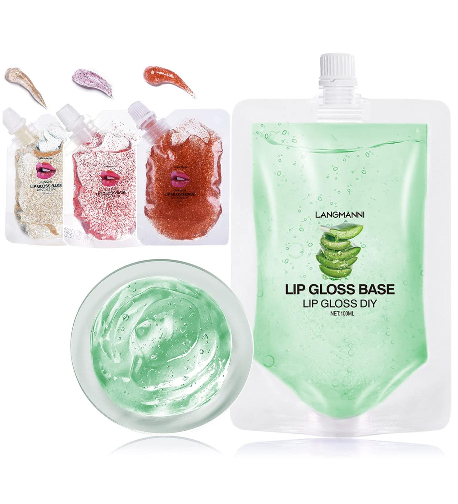 BIOKUSY Aloe Vera Lip Gloss Base Set - 100ML + 3 Pack 20ml Glitter Versagel Gloss Base for DIY Lip Gloss - Moisturizing & Safe Formula - 5.41oz - Buy Online on GoSupps.com