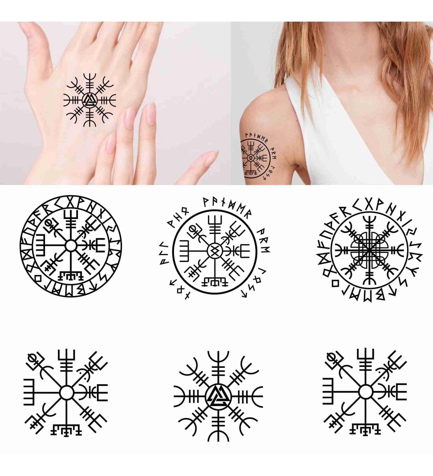 Tattoonova Temporary Viking Compass Fake Tattoos - 6 Sheets Party Favors for Men - Buy Online on GoSupps.com
