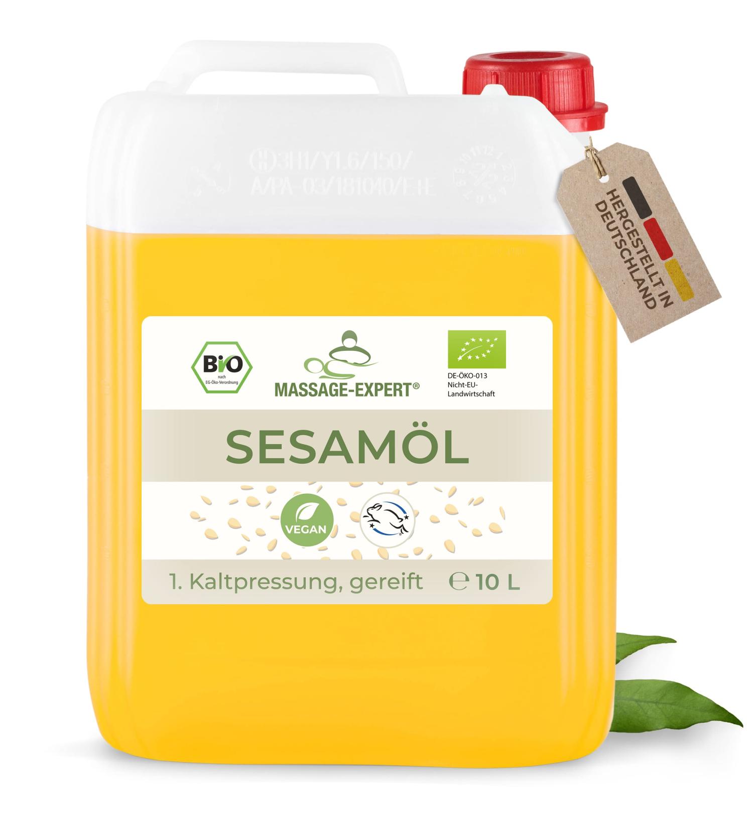 Expert Cold-Pressed Sesame Oil - Bio Massage Oil for Ayurveda Skin & Hair Care | 10L Canister - Buy Online on GoSupps.com