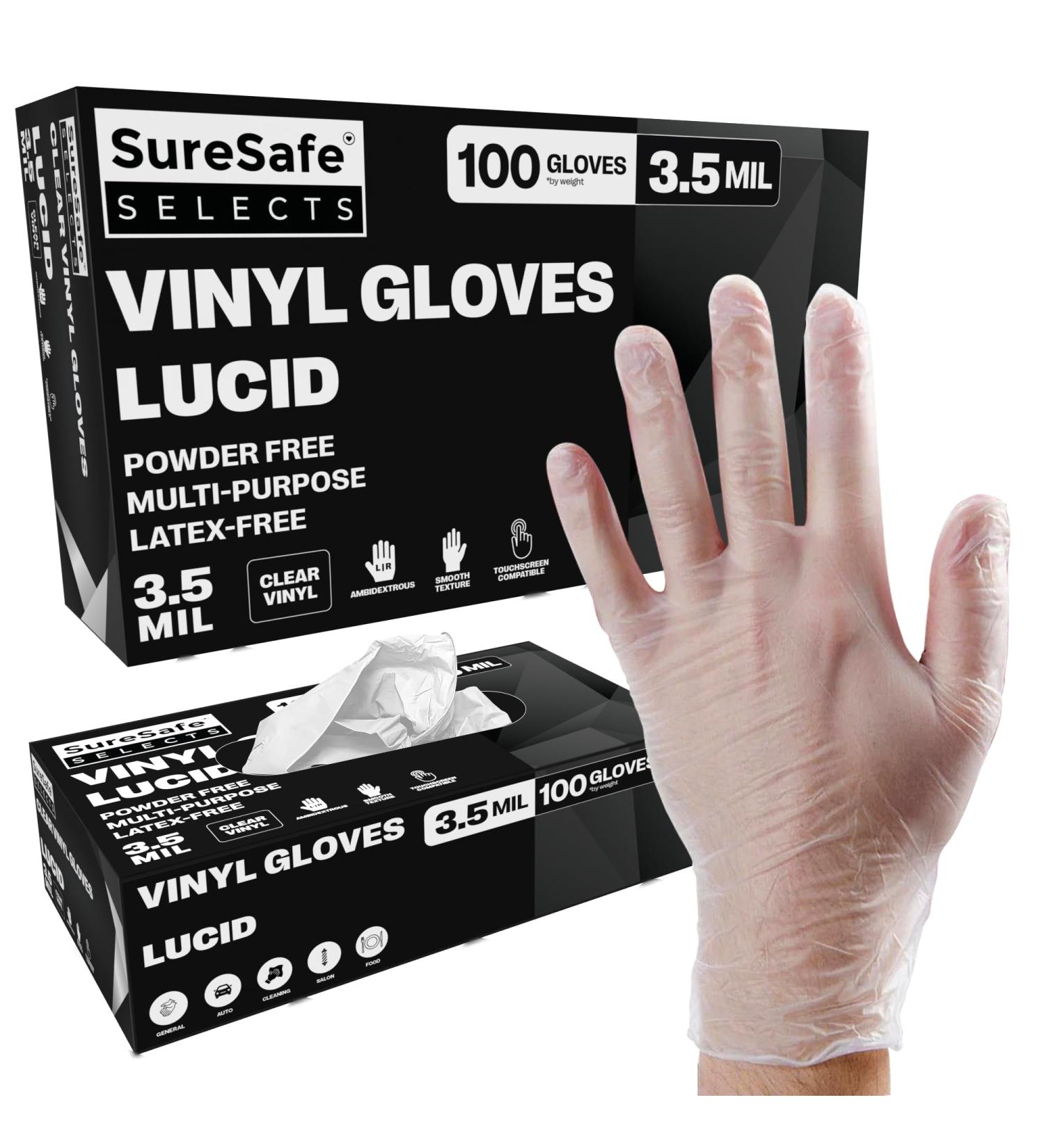 SURESAFE Clear Vinyl Gloves 3.5 Mil Latex Free Disposable Gloves Cleaning Gloves Food Prep Gloves Disposable Small Box of 100 - Buy Online on GoSupps.com