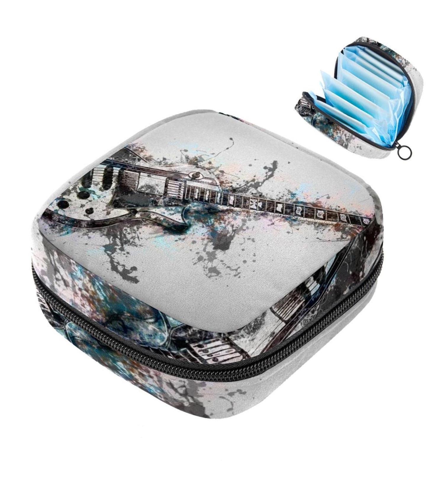 Menstrual Bag with Zipper | Stylish Ladies Napkin & Tampon Collecting Bag for Women & Girls | Guitar Instrument Design - Buy Online on GoSupps.com