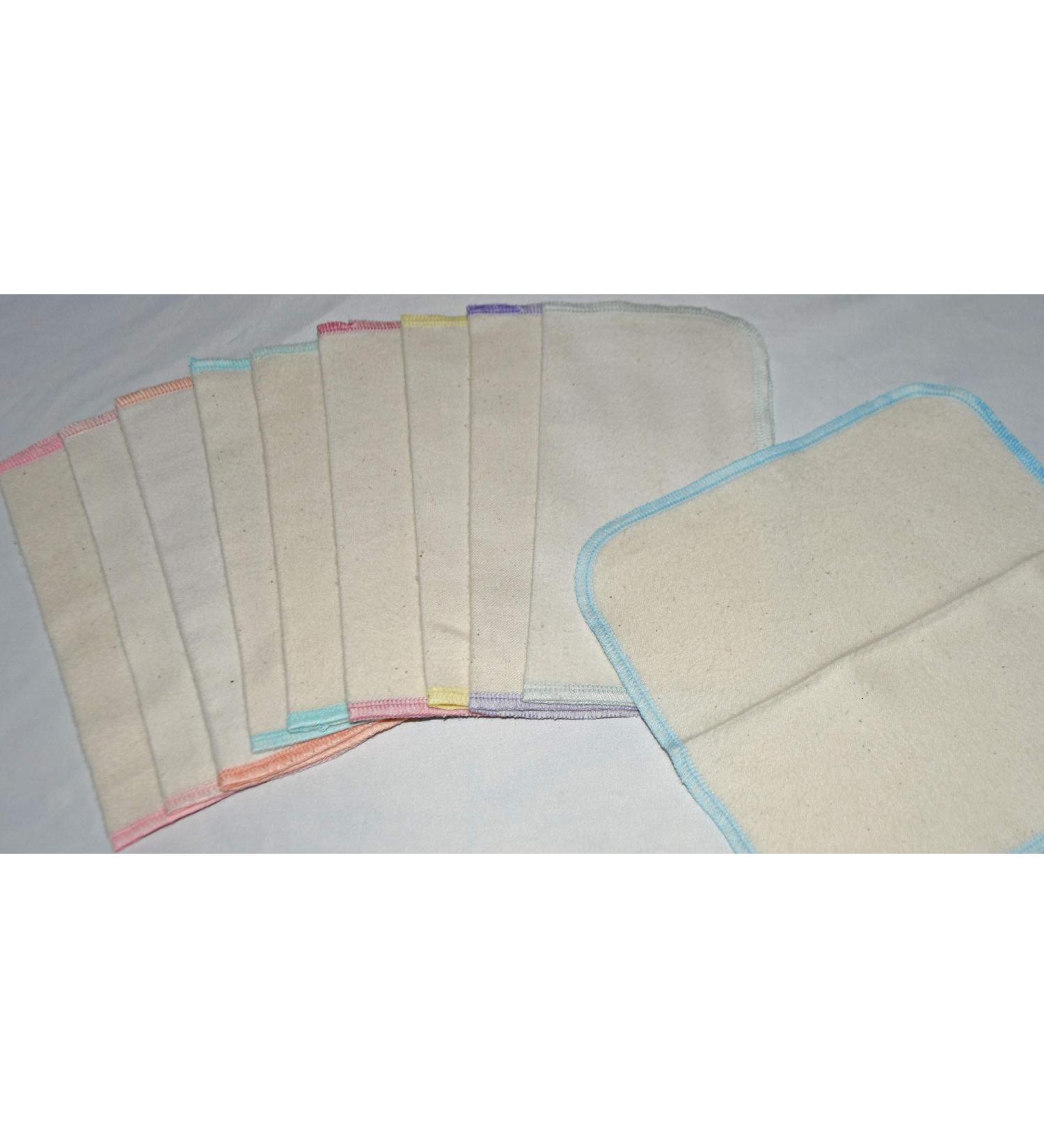 Organic Flannel Washable Baby Wipes - 8x8 Inches, 10 Pack Assorted Pastel Set - Buy Online on GoSupps.com