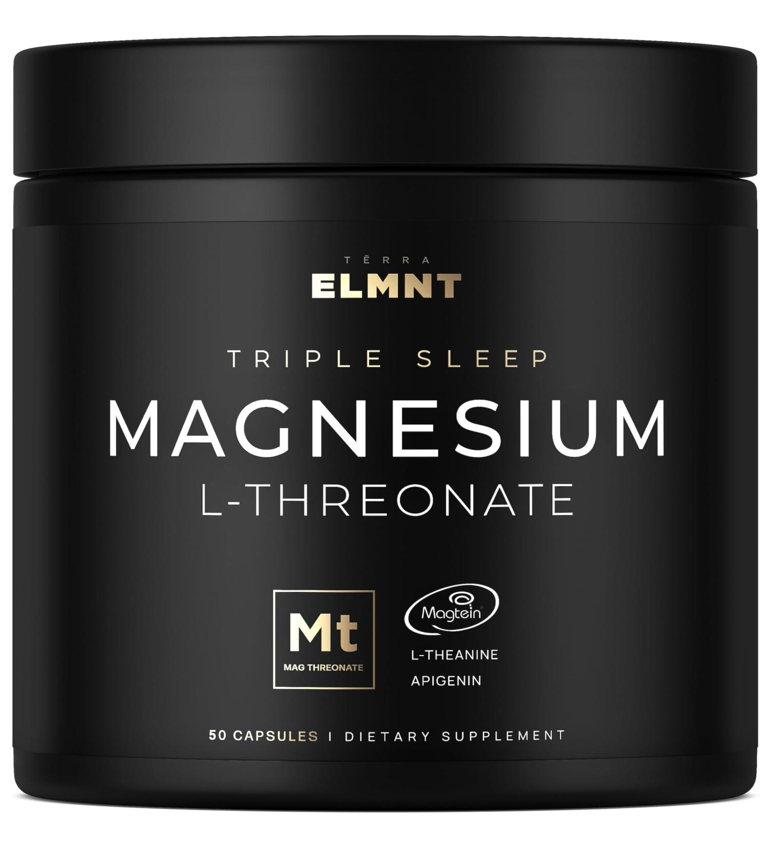 Triple Sleep Magnesium L-Threonate w. Apigenin Theanine & Magtein Magnesium L Threonate - High Absorption Magnesium Supplement Capsules for Men and Women Magnesium Powder Pills - Buy Online on GoSupps.com