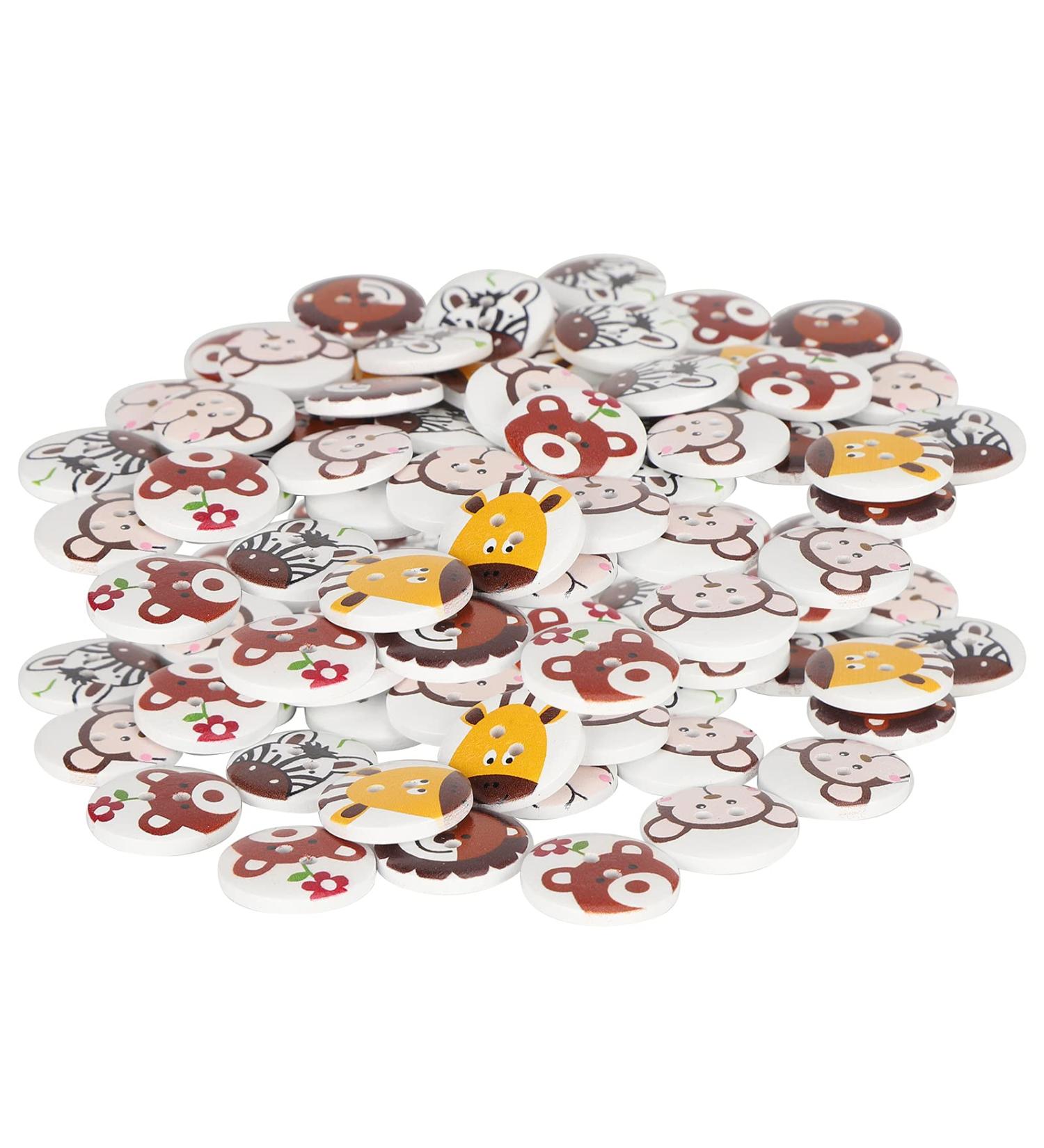 20mm Wooden Cartoon Animal Buttons - Perfect for Children's Clothing & Home Decor | Eco-Friendly Sewing Accessories - Buy Online on GoSupps.com