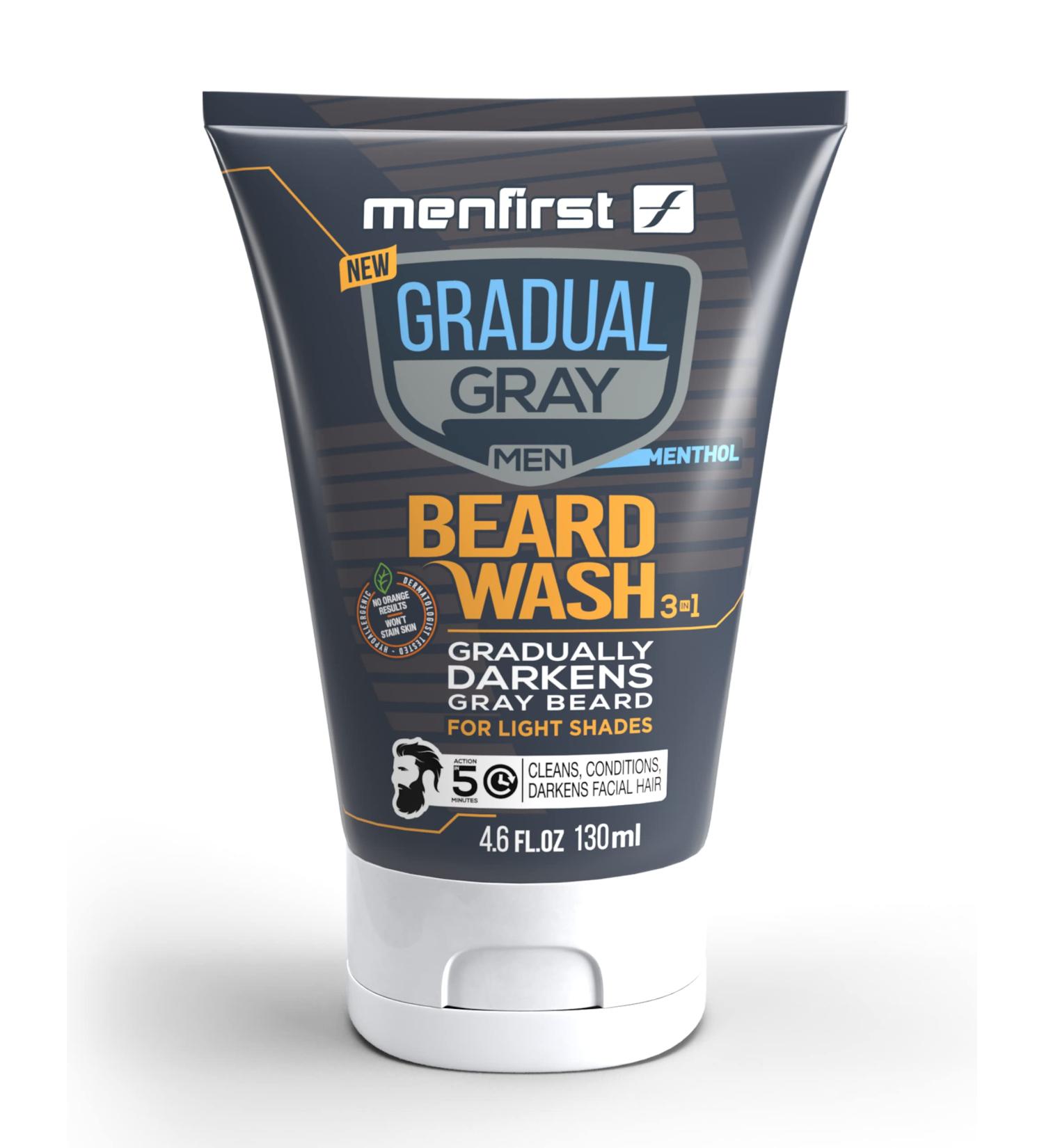 MenFirst Gradual Gray Darkening Beard Wash - Light Shades for Blonde and Light Brown Hair - Reduce White Beard Color - 4.6 Fl Oz - Buy Online on GoSupps.com