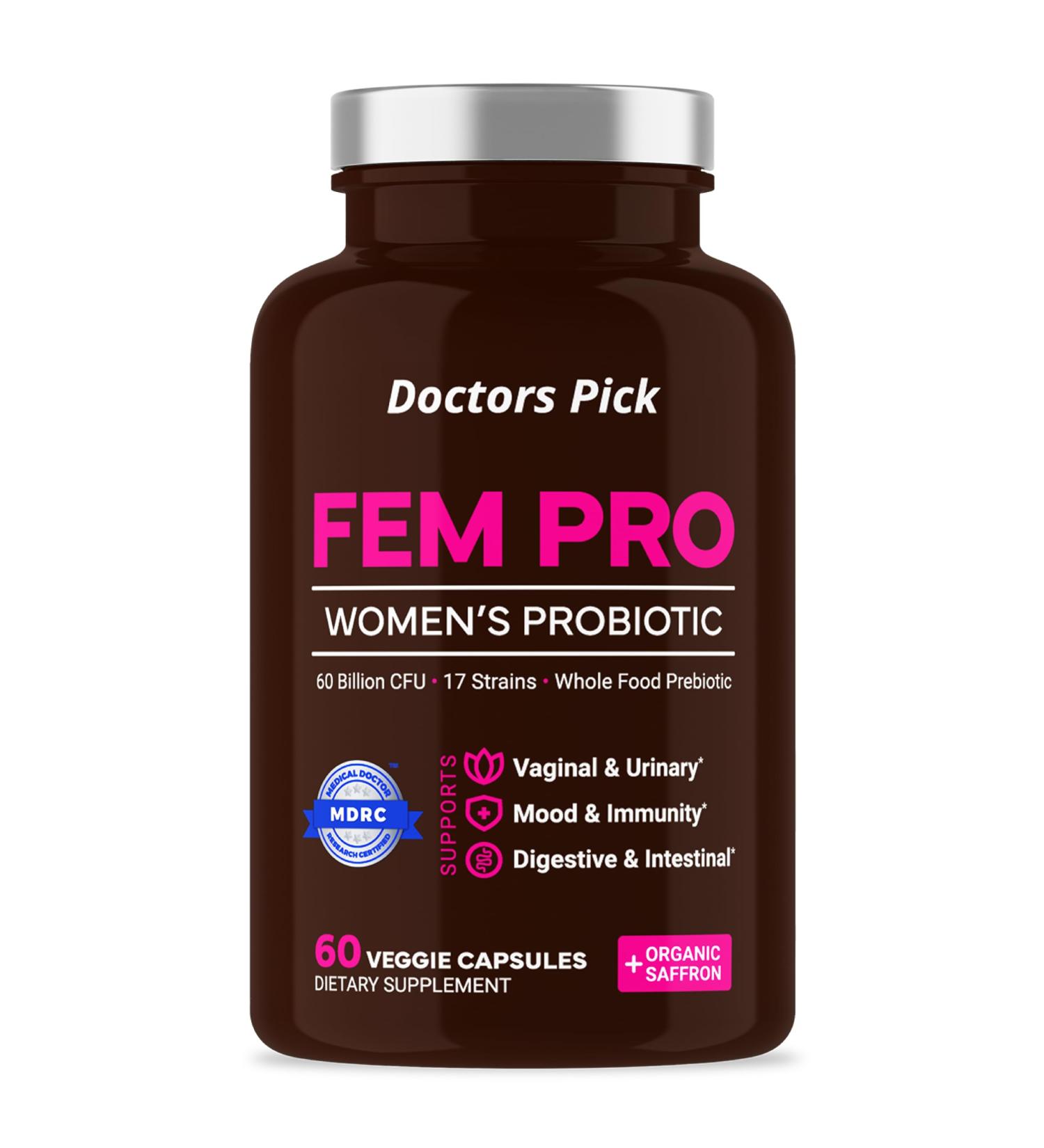 Doctors Pick Womens Probiotics Vaginal Probiotic & Mood 2 Month Supply - Supports Vaginal & Urinary Health Yeast Infection & Bacterial Vaginosis Probiotic Immune Health Vegan - Organic - Buy Online on GoSupps.com