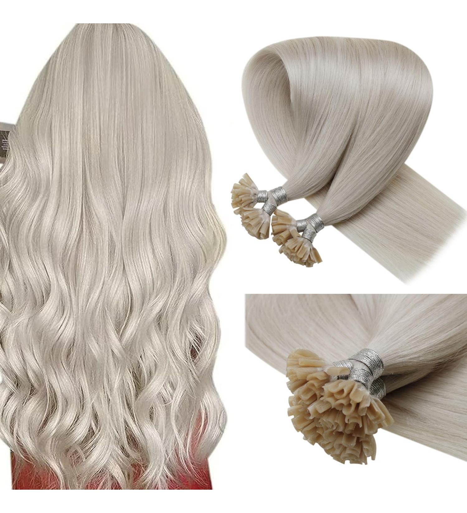 LAAVOO Real Hair Extensions - 1g Silver Blonde Keratin Bonded U-Tip Hair Extensions 55cm Pre-Bonded #60 for Premium Quality International Shipping - Buy Online on GoSupps.com