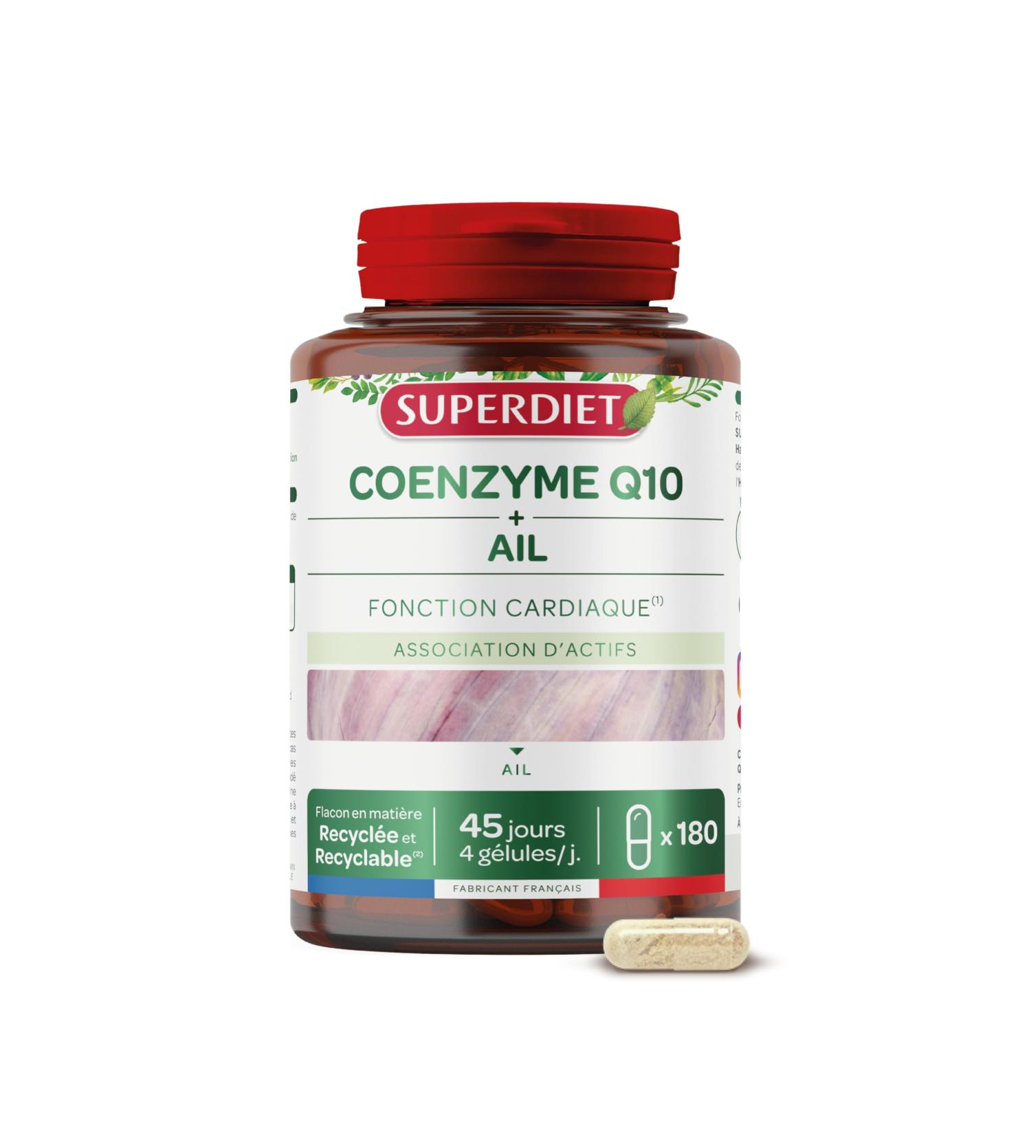 SUPERDIET - COENZYME Q10 AND GARLIC - Cardiovascular - Nutritherapy - Made in France - 180 capsules - Buy Online on GoSupps.com