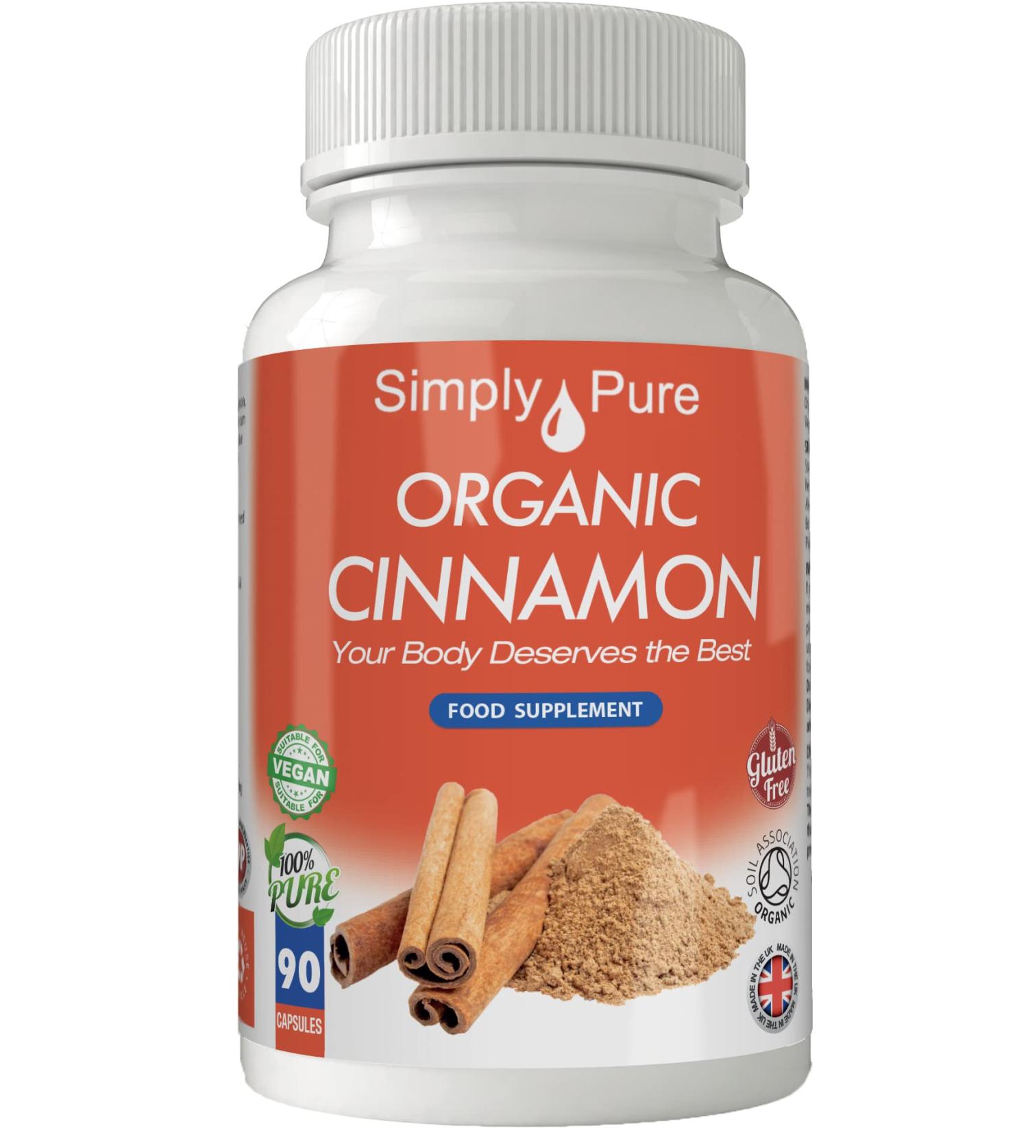 Organic Vegan Cinnamon Capsules x 90 - 500mg, Soil Association Certified, Gluten & GM Free - Buy Online on GoSupps.com