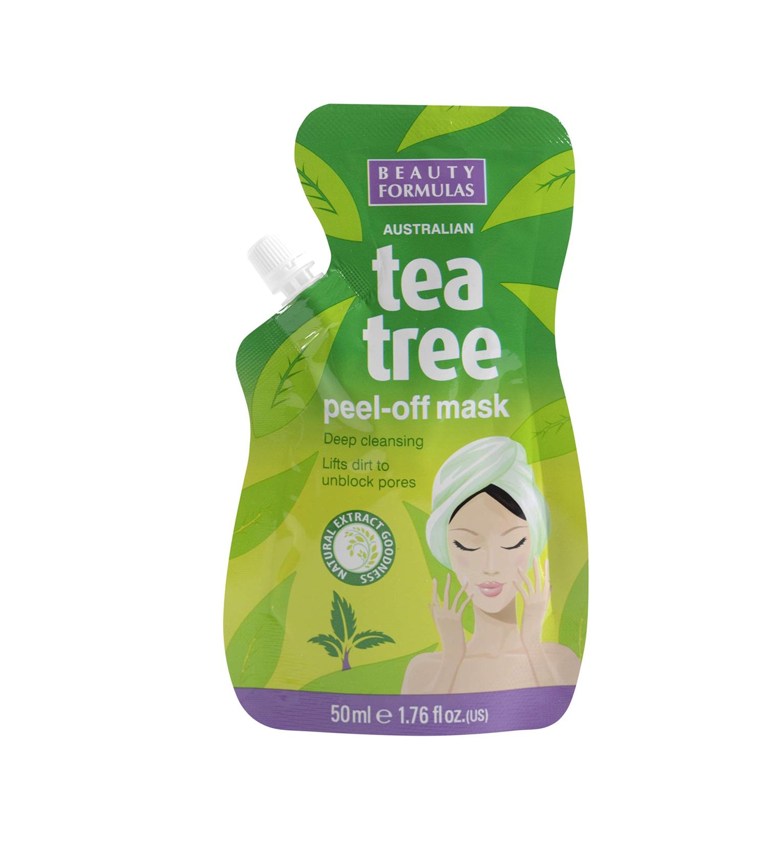 Beauty Formulas Australian Tea Tree Peel-Off Mask Deep Cleansing Lifts Dirt Unblock Pores Remove Blackheads Peel Away Dead Skin Cells 50 ml