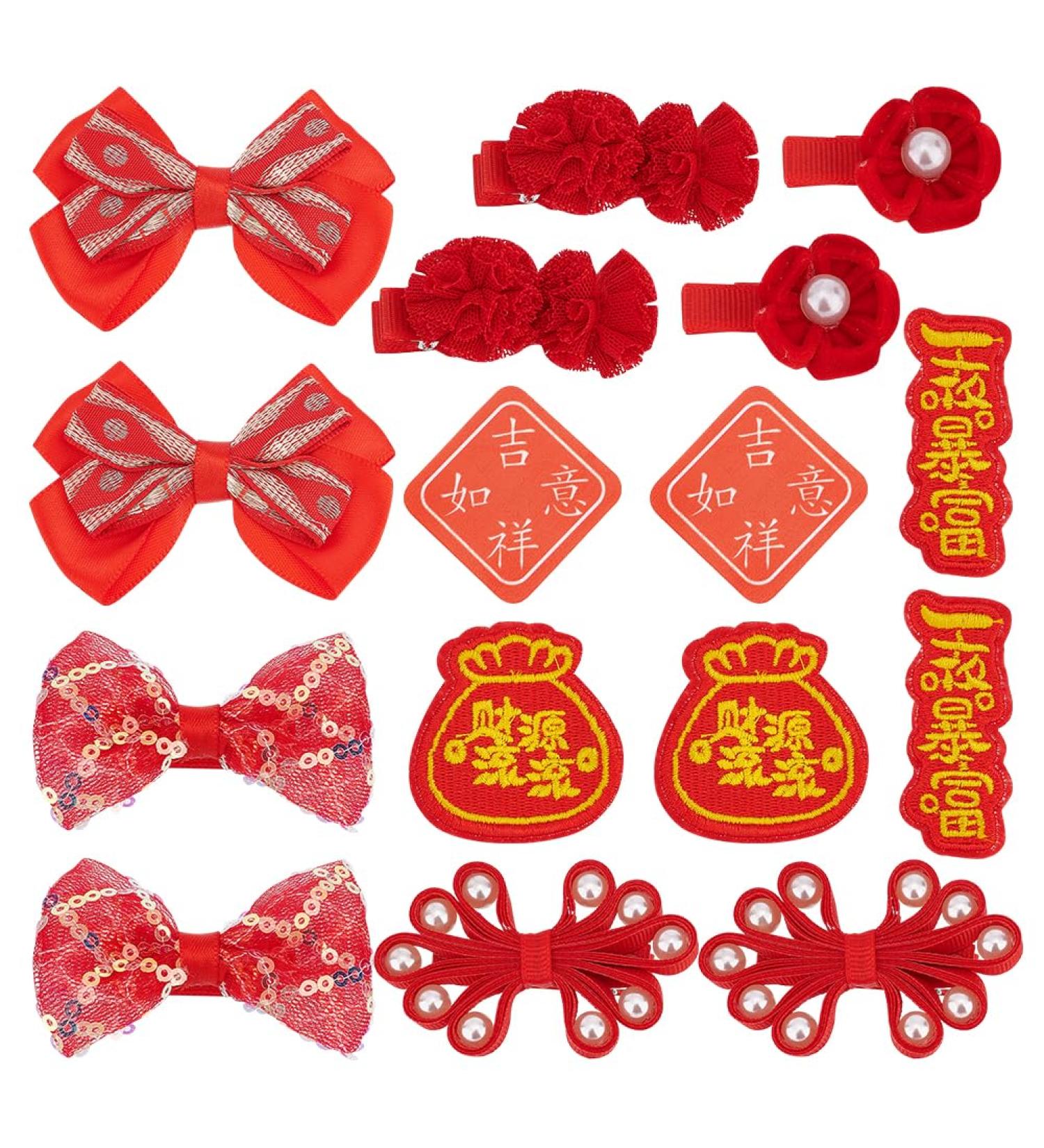 AHANDMAKER 8 Pairs Chinese Style Hair Clips Chinese New Year Hair Accessories Christmas Hair Clips Cartoon Pattern Bow Hair Clip for Christmas Spring Festival Decor Chinese Style Hair Clips#5 - Buy Online on GoSupps.com
