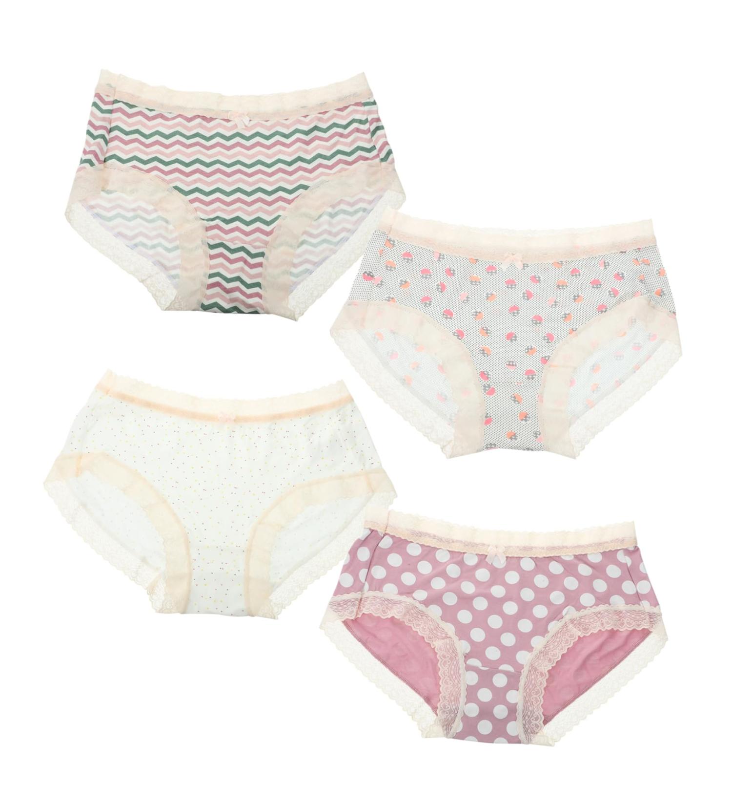 Gleavi Women's Breathable Nylon Hipster Underwear - 4-Pack Flower Pattern Tangas for Comfort & Style - Buy Online on GoSupps.com