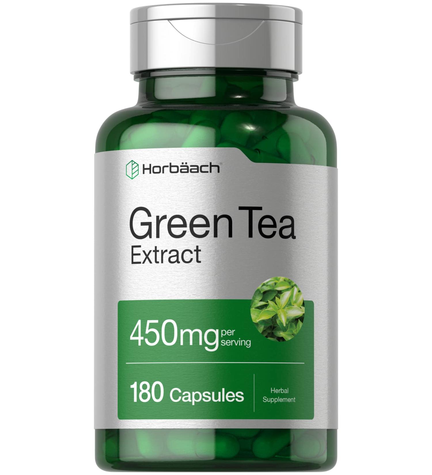 Green Tea Extract Capsules 450mg | 180 Count | Herbal Supplement | Non-GMO & Gluten Free - Buy Online on GoSupps.com
