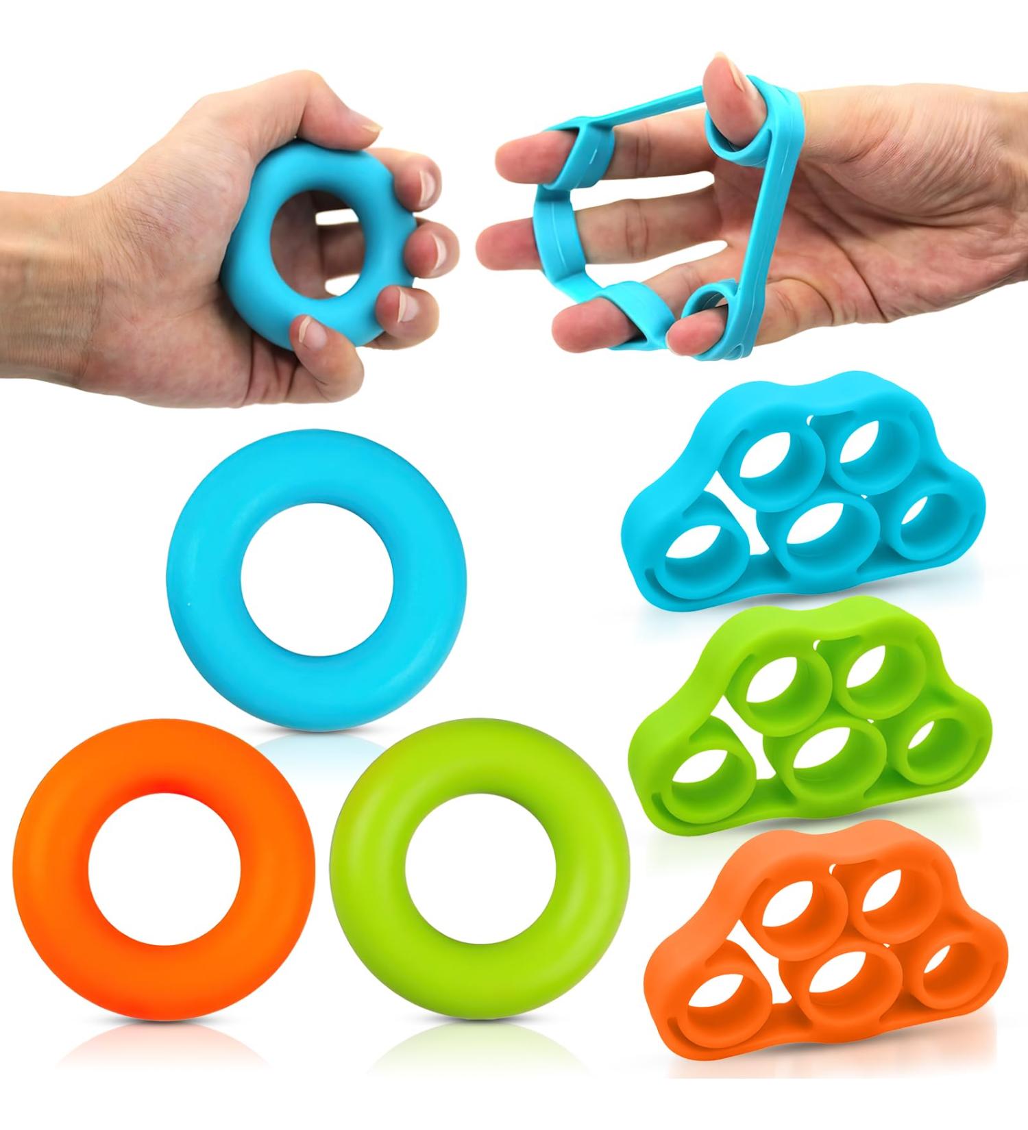 Hand Grip Strengthener 6 Pcs Different Resistance Levels Grip Strength Trainer Silicone Finger Exerciser for Relieving Wrist Pain Mallet Finger Carpal Tunnel Tendonitis Tennis Elbow - Buy Online on GoSupps.com