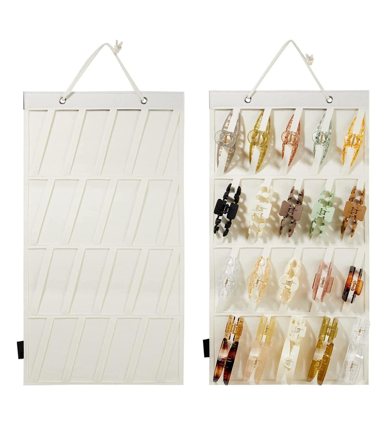 AZURAOKEY Women Claw Clip Holder Felt Hair Clips Display Rack Wall-mounted Hair Jewelry Hanging Holder Large-capacity Claw Clip Display for Teen Girls (Without Claw Clips) White - Buy Online on GoSupps.com