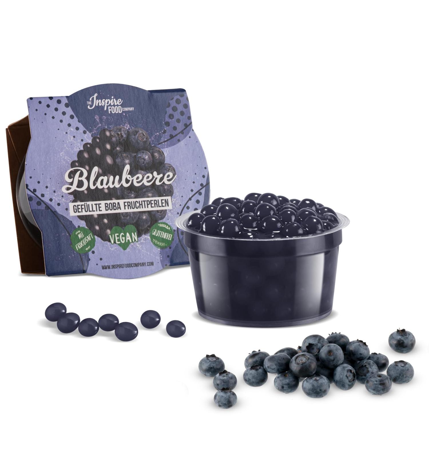 Inspire Food Blueberry Bubble Tea Pearls | Vegan & Gluten-Free Popping Boba 100g Natural Fruit Beads for Delicious Bubble Tea - Buy Online on GoSupps.com