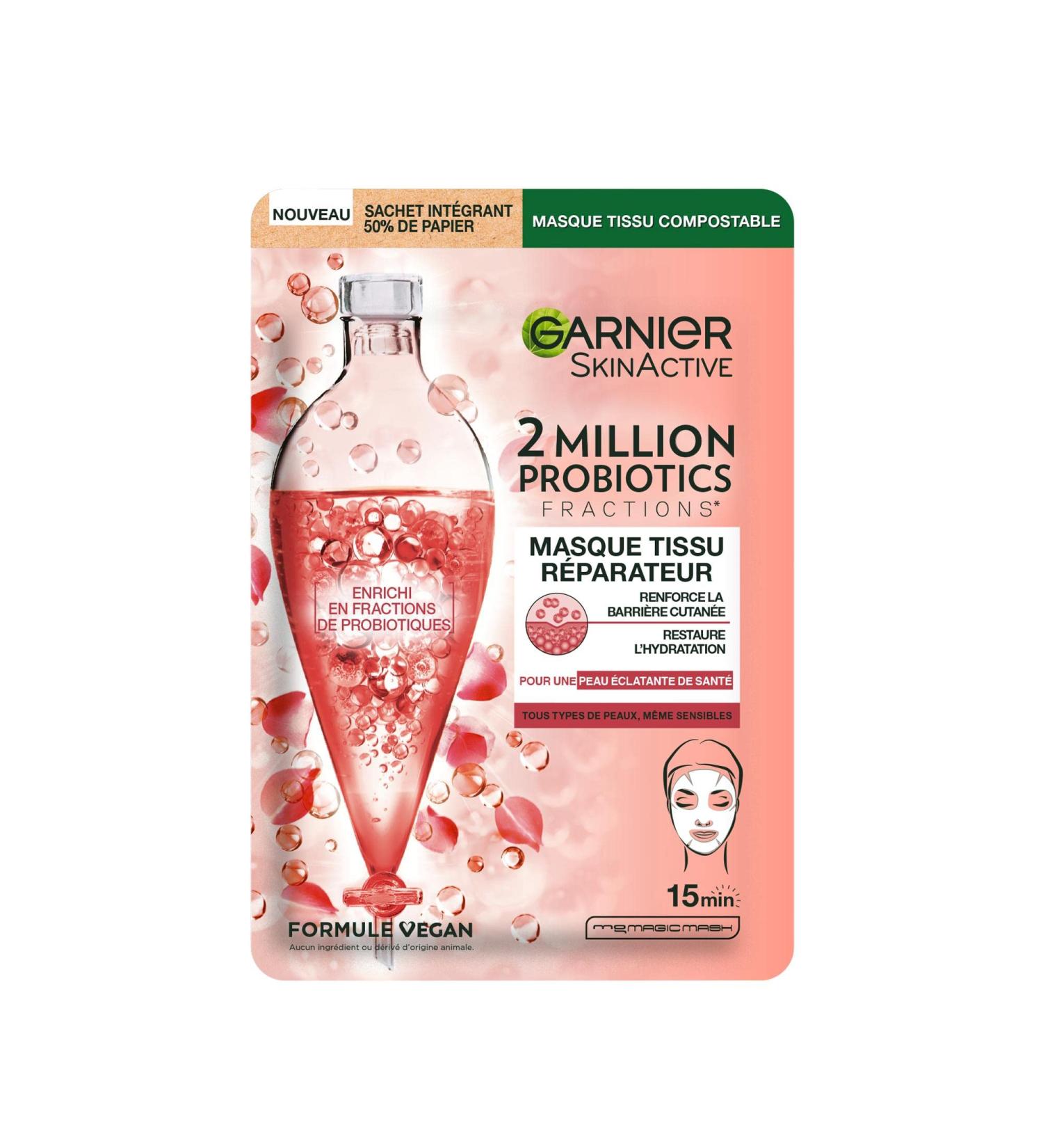 GARNIER Skin Active - 2 Million Probiotics Tissue Face Mask - Repairing Mask - Radiance & Hydration - Enriched with Probiotic Fractions - Vegan & Cruelty Free - All Skin Types - x1 - Buy Online on GoSupps.com