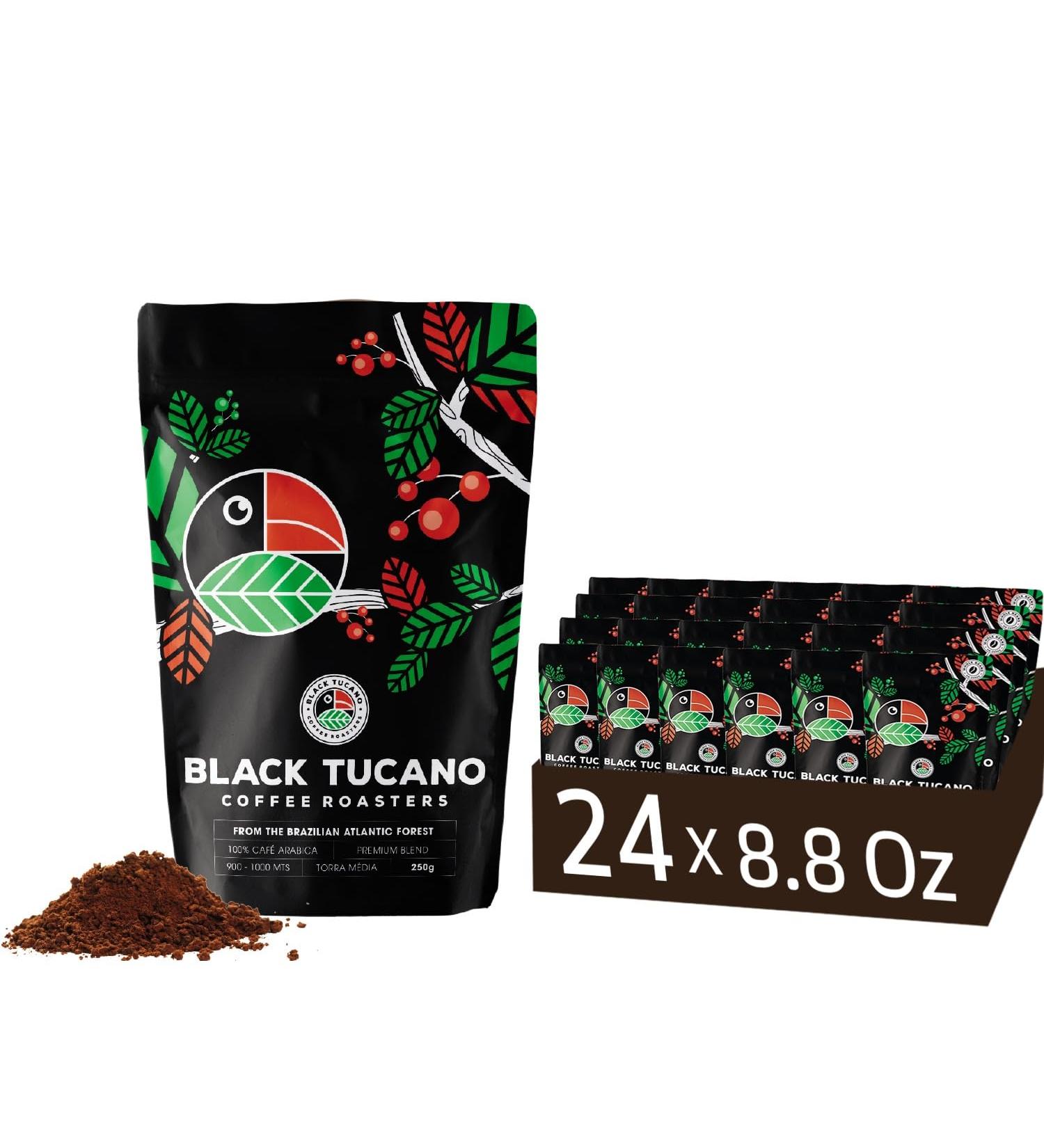 Black Tucano Brazilian Specialty Medium Roast Premium Blend Coffee - Premium 86+ Points Ground - 250g 24 Pack - Buy Online on GoSupps.com