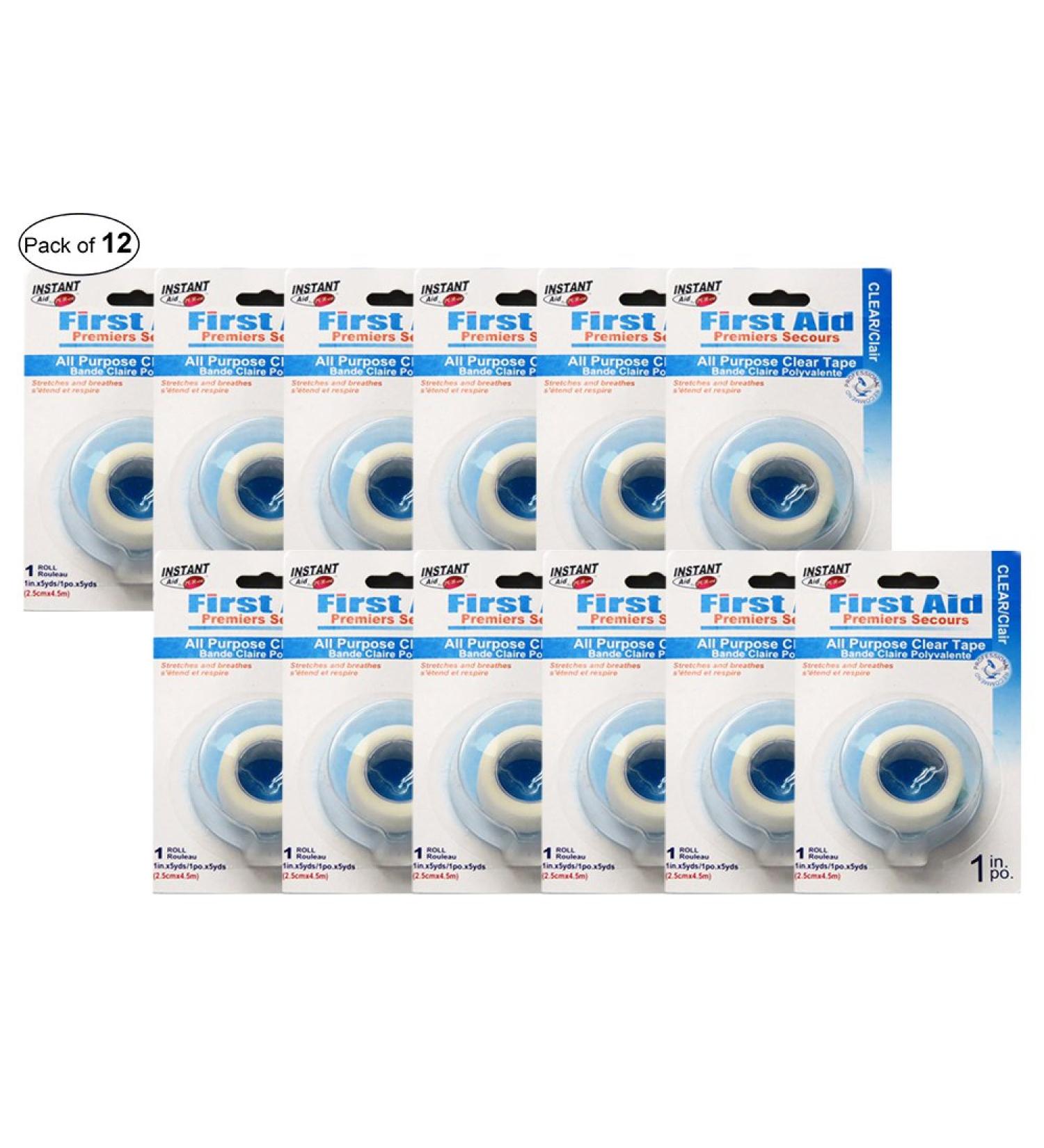 Instant Aid- First Aid All Purpose Clear Tape (1 Roll) (Pack of 12) by Purest