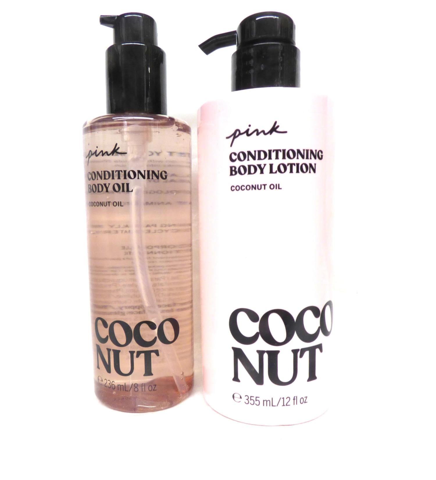 2 VS fragrance lotion 8 fl oz & perfume mist 8.4 fl oz bundle set (Coconut Lotion & Body Oil)