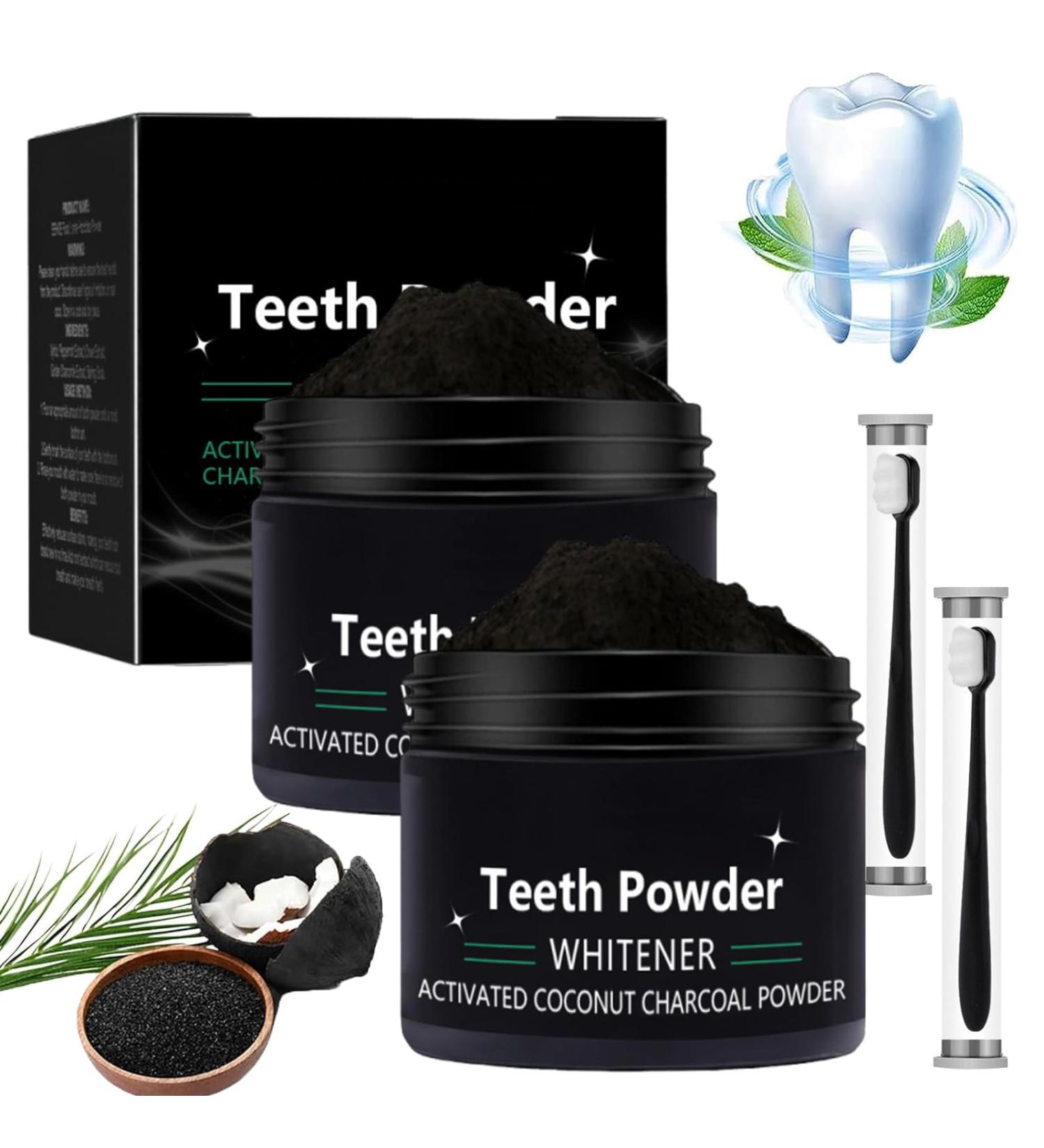 Cleopatra Natural Teeth Whitening Powder - Activated Coconut Charcoal for Deep Cleaning - 2 Bottles of Effective Teeth Whitener - Buy Online on GoSupps.com