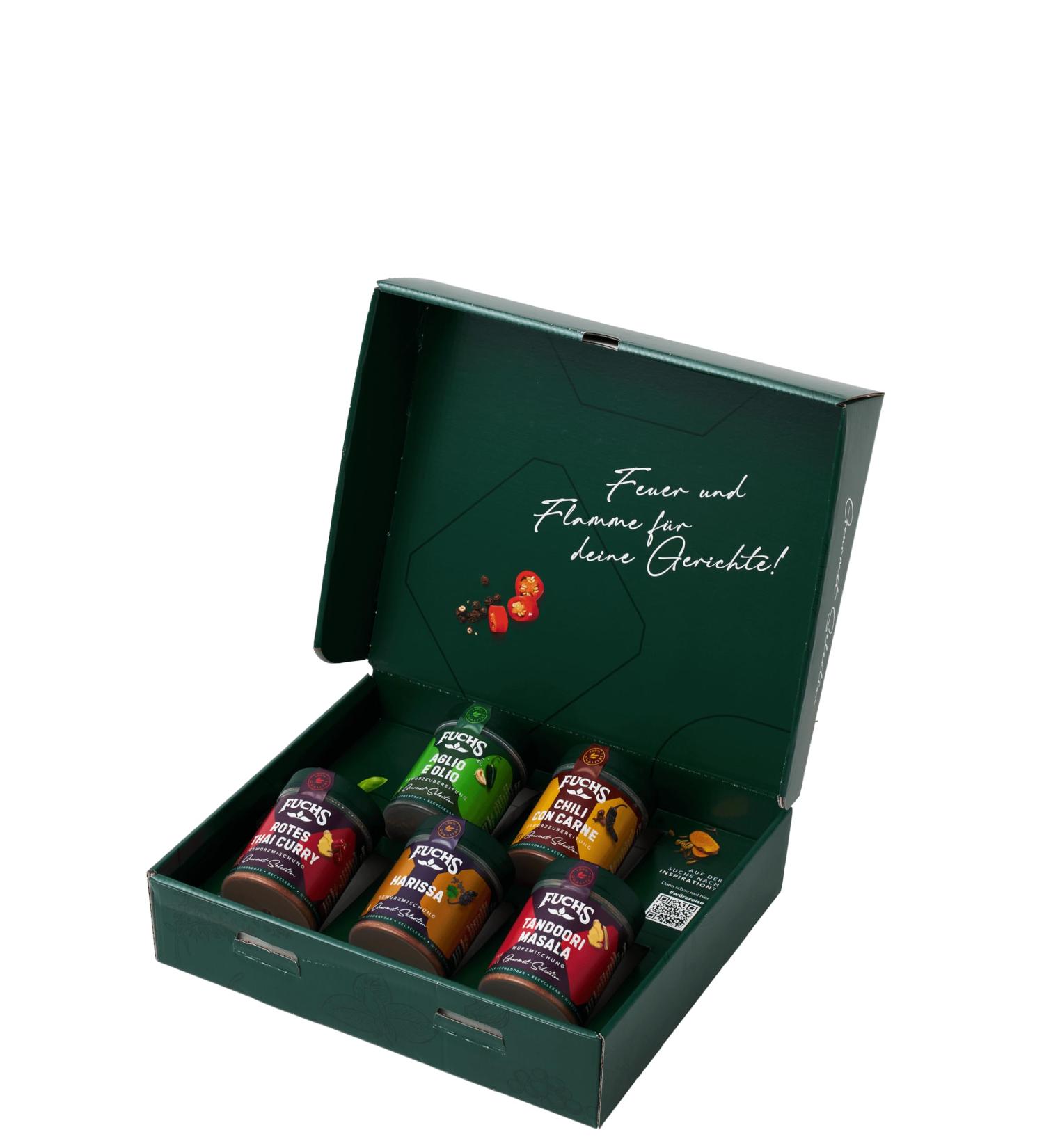 Fuchs Gourmet Selection Hot Box Gift Box | 5 Exotic Spice Mixtures for Chefs | International Flavors from America Orient & Asia - Buy Online on GoSupps.com