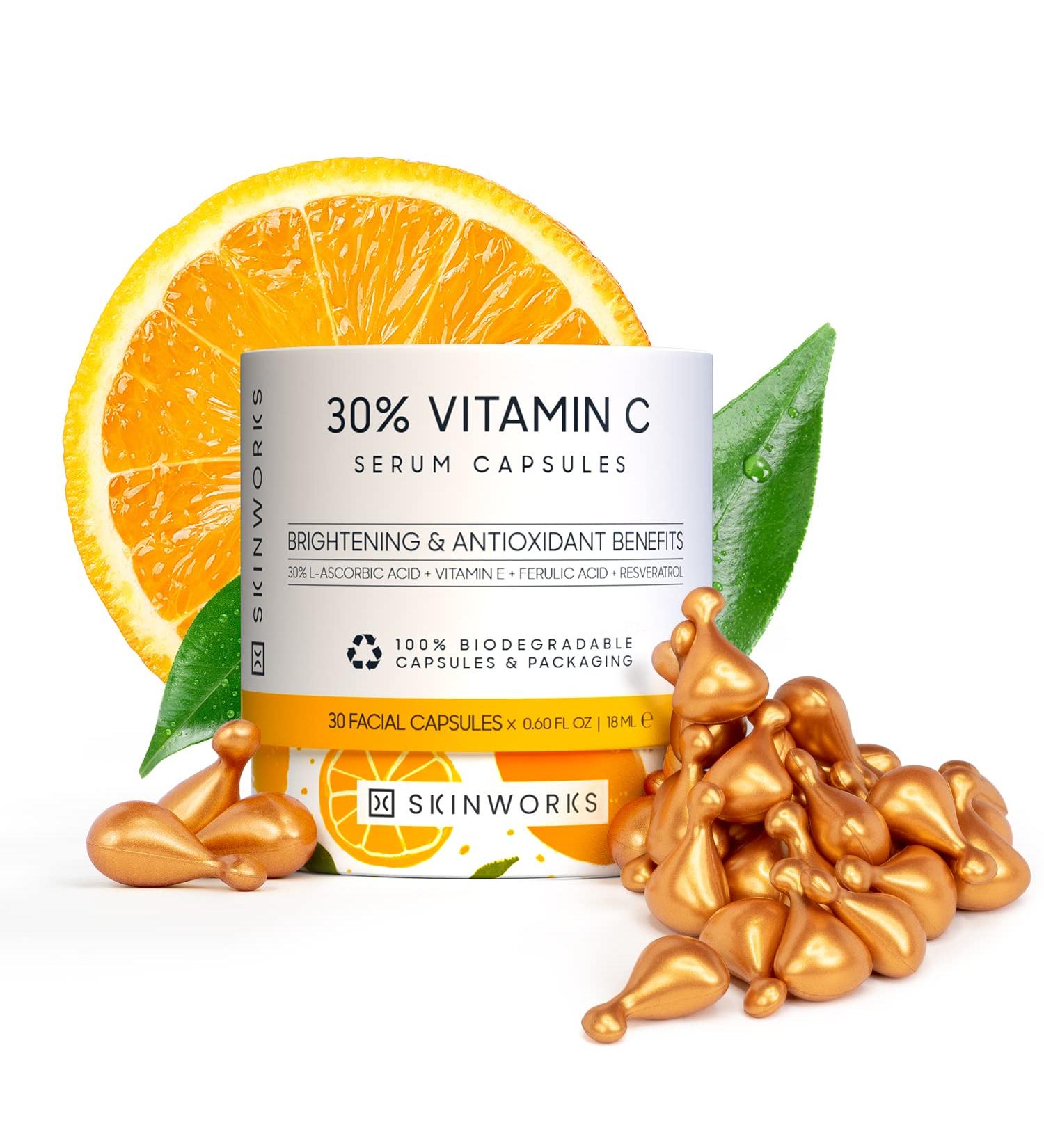 Skinworks Ultra Potent 30% Vitamin C Serum for Face - Brightening Dark Spots, Anti-Wrinkle & Anti-Aging Formula with Vitamin E, Ferulic Acid - Unscented 0.61 Fl Oz (BIODEGRADABLE) - 30 Count - Buy Online on GoSupps.com